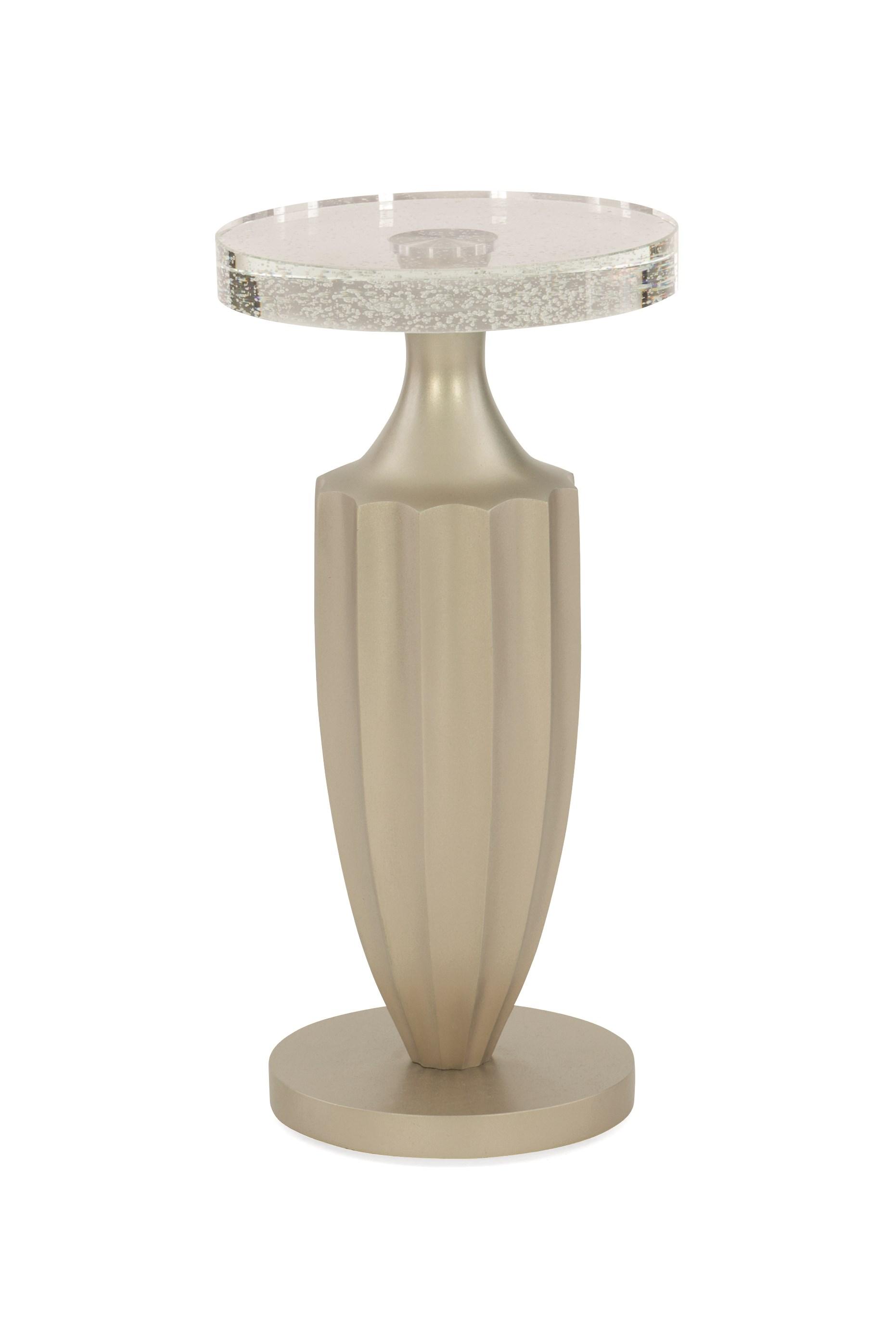 

    
Bubble Glass Top Pedestal in Jazzy Taupe End Table JUST A LITTLE JAZZ by Caracole
