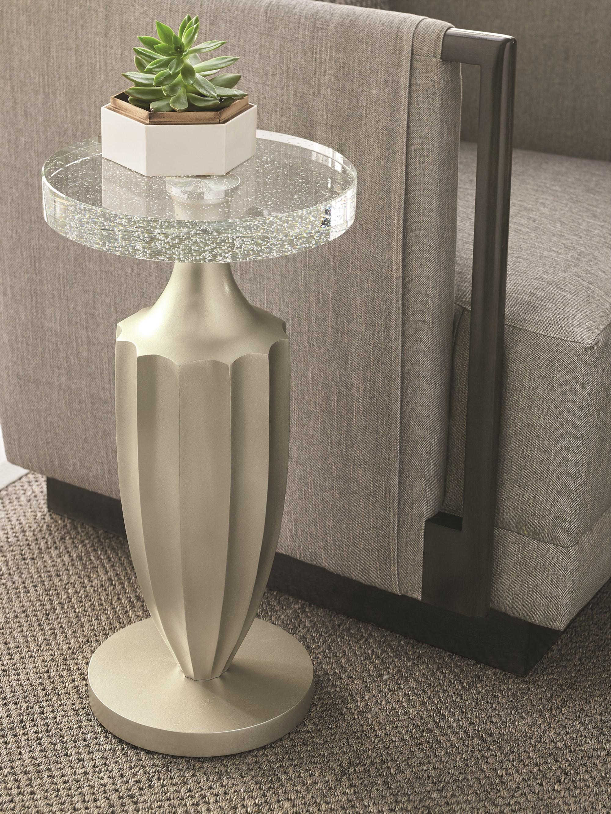 Contemporary End Table JUST A LITTLE JAZZ M011-016-421 in Clear, Taupe 
