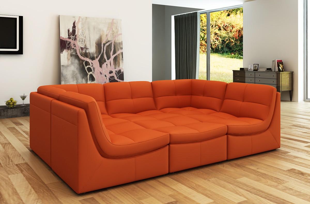 Modern Sectional Sofa Buchanan 102" Buchanan 102" in Orange Bonded Leather