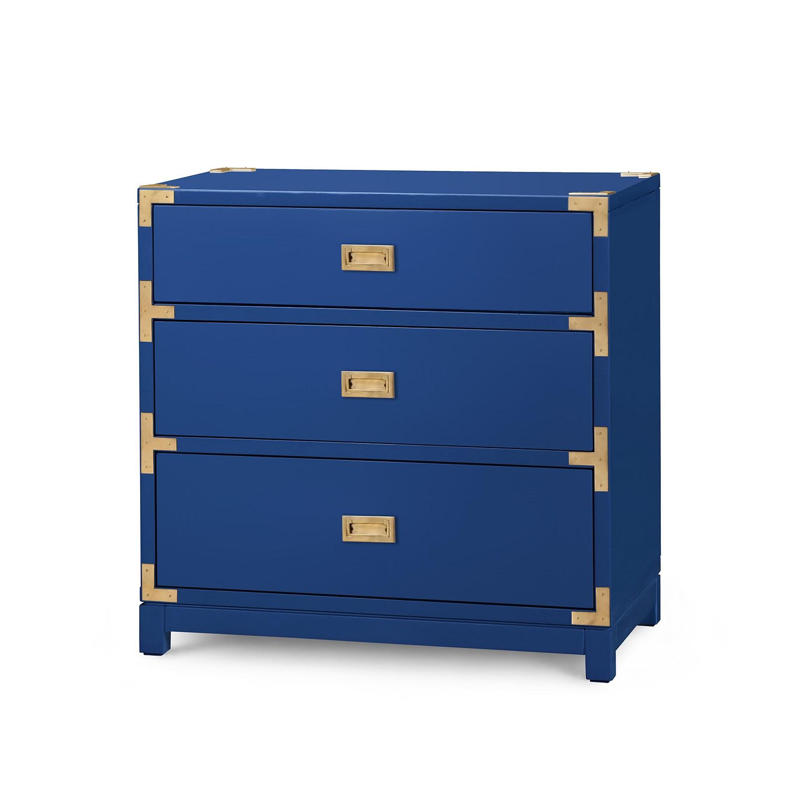 

    
Bungalow 5 Victoria Modern Blue High Gloss Lacquered Wood 3-Drawer Side Table
