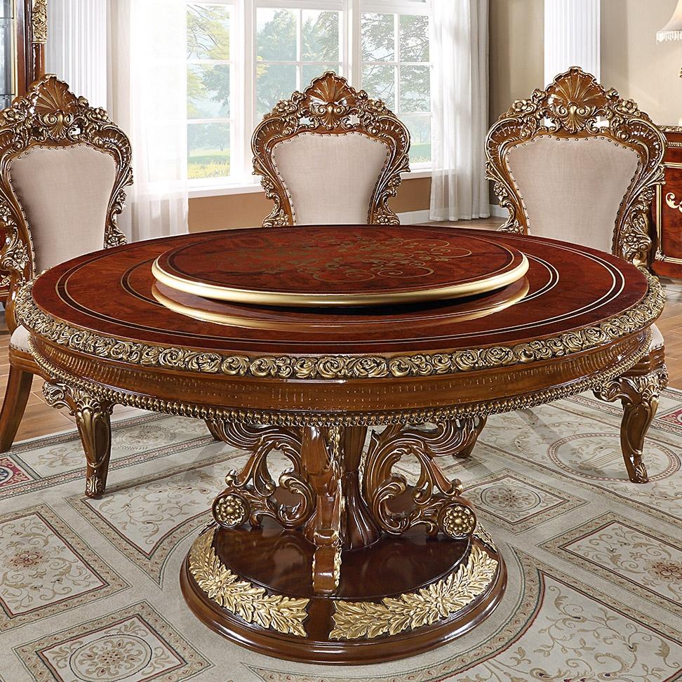 Traditional Round table HD-1803 – ROUND TABLE HD-RT1803 in Dark Brown, Gold 