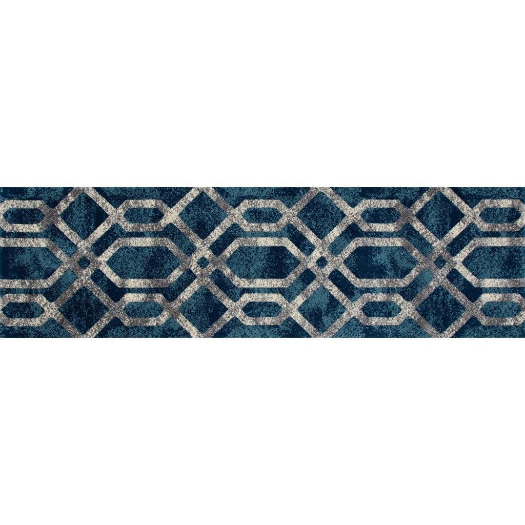 

    
Cachi Fretwork Blue/Gray 2 ft. 2 in. x 7 ft. 7 in. Runner by Art Carpet
