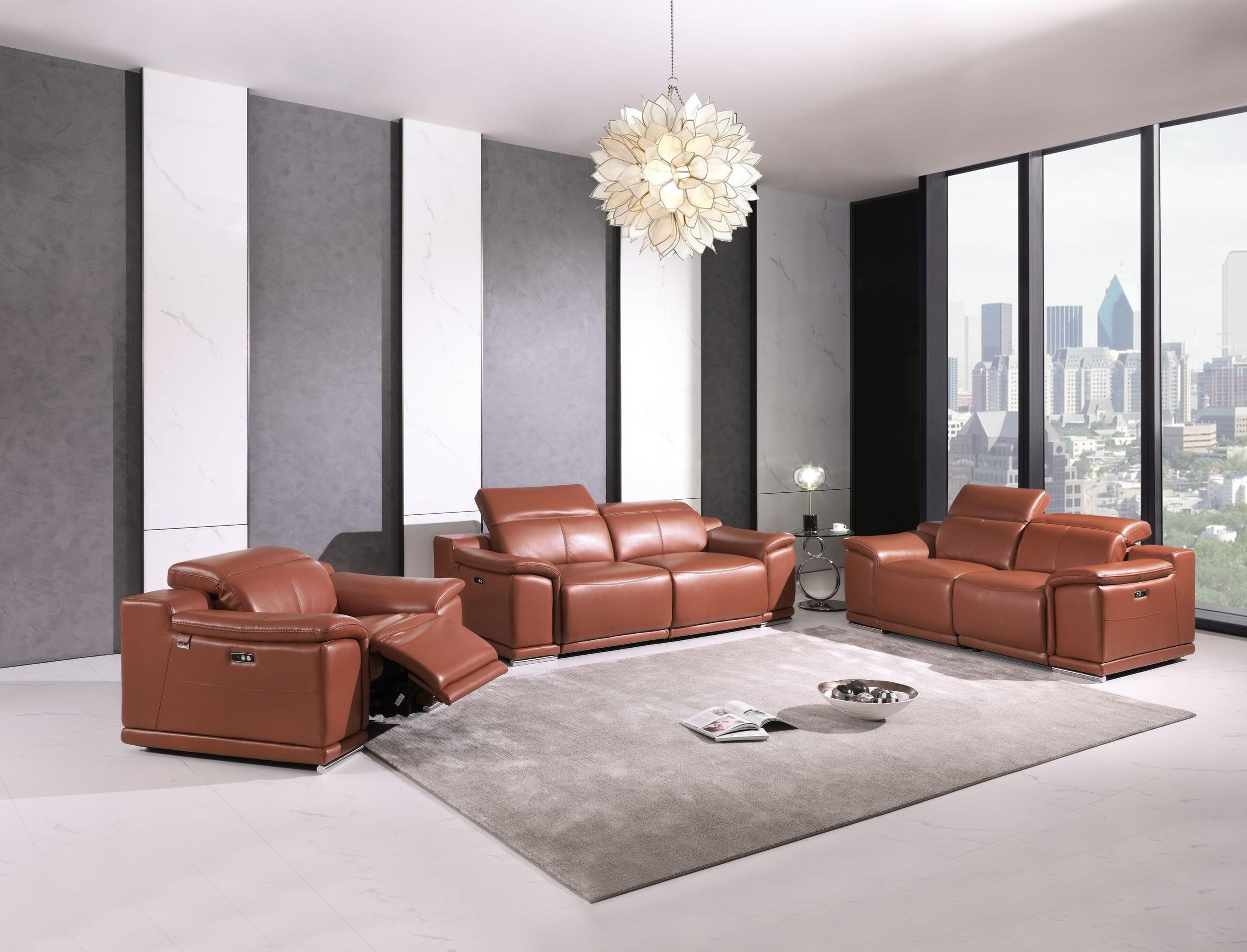Leather Power Reclining Sofa Modern