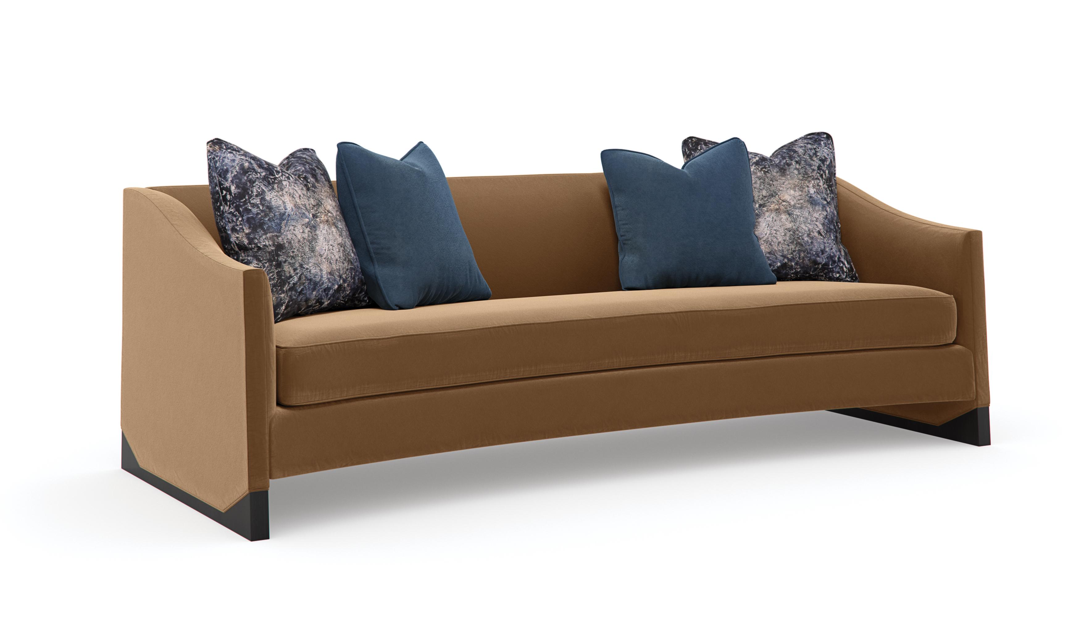 Contemporary Sofa Base Line Sofa UPH-020-014-A in Camel Fabric