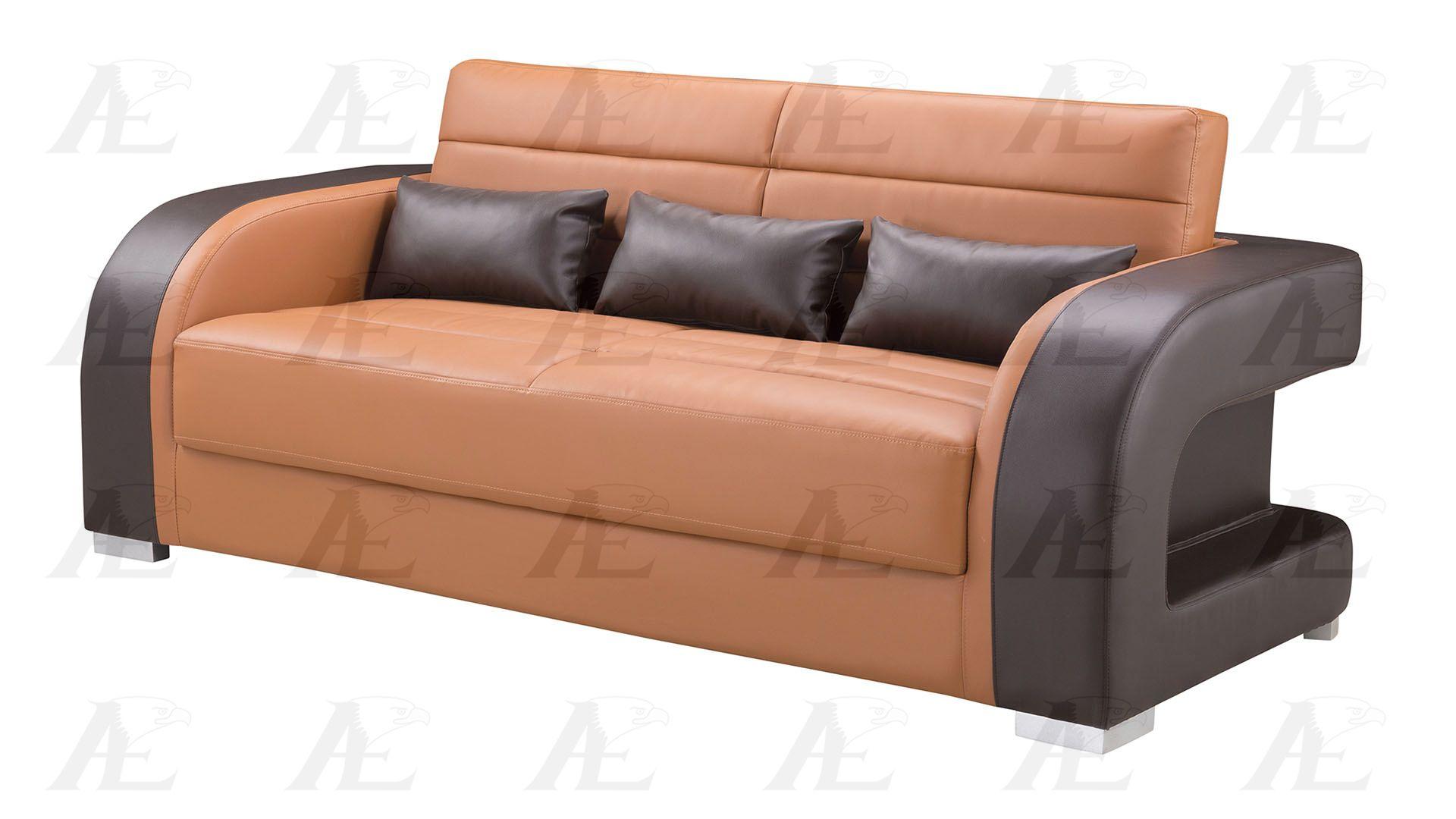 

        
00842295109897Camel Dark Brown Faux Leather Sofa Set 3P AE-D816 American Eagle Modern
