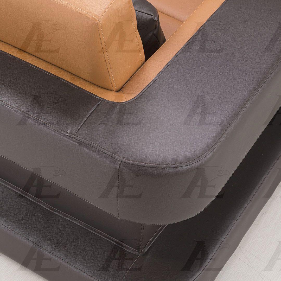 

    
Camel Dark Brown Faux Leather Sofa Set 3P AE-D816 American Eagle Modern

