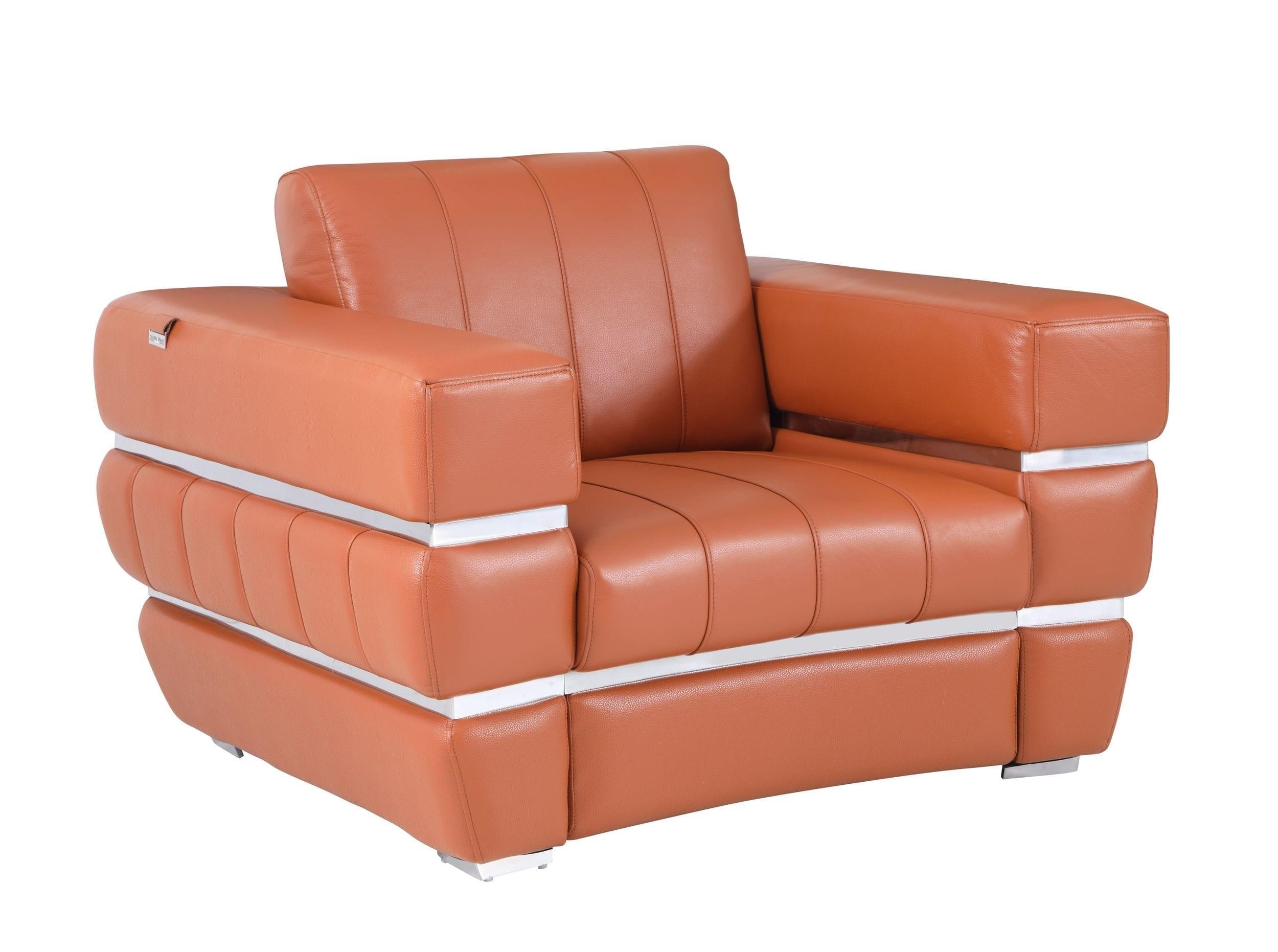 Contemporary Armchair 904 904-CAMEL-CH in Camel Leather