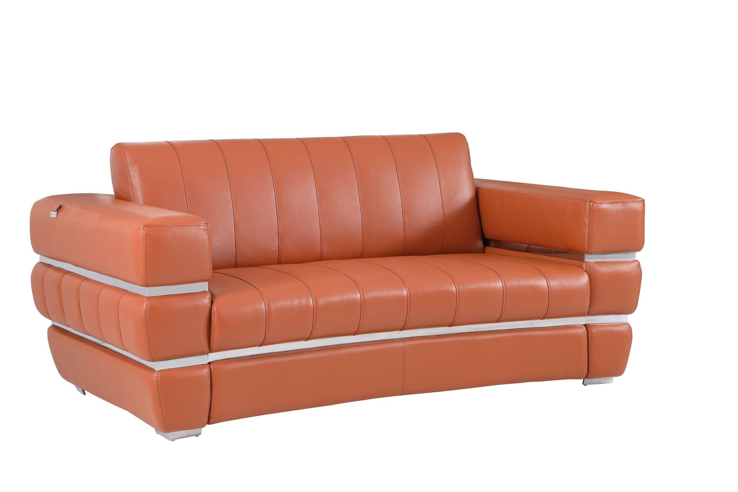 Contemporary Loveseat 904 904-CAMEL-L in Camel Leather