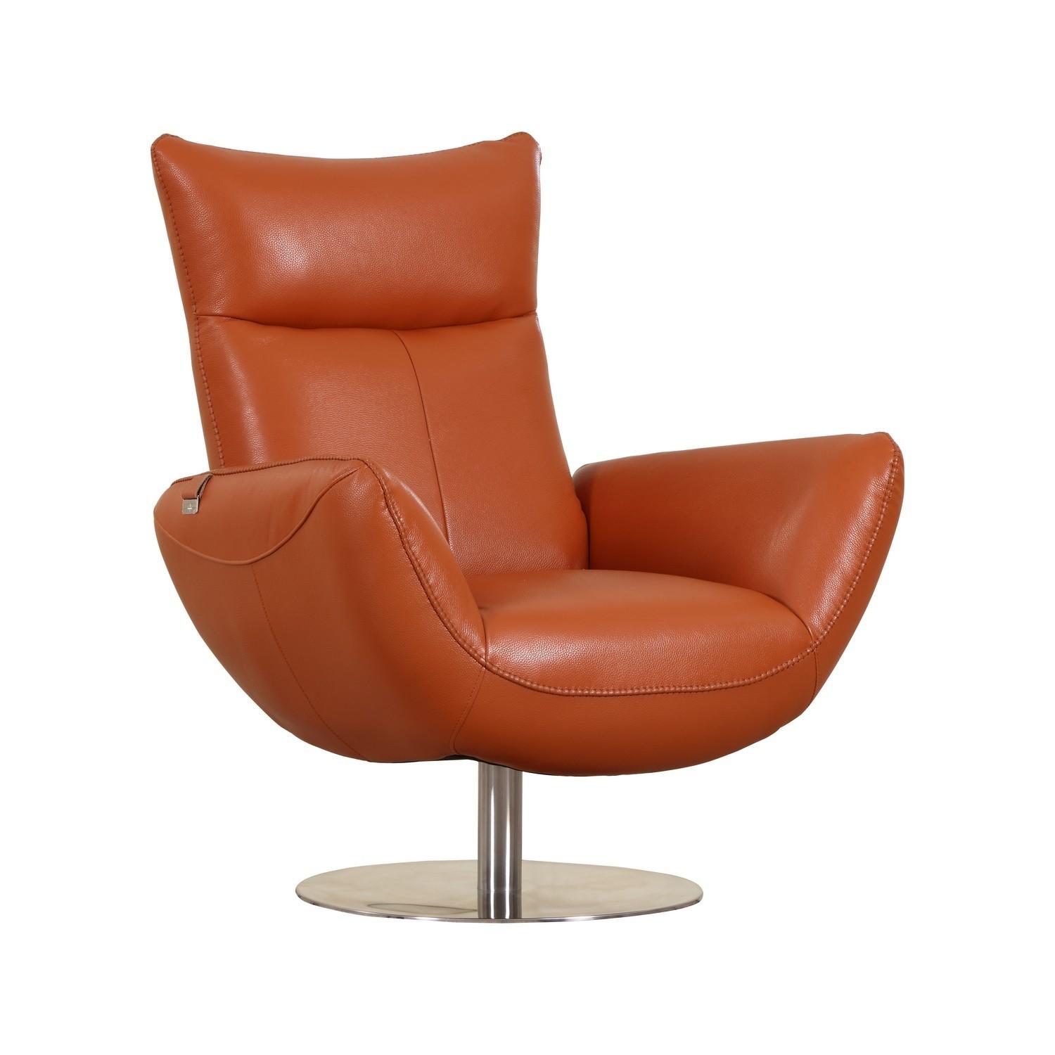 Contemporary Lounge Chair Jesse 624-CAM in Camel Italian Leather