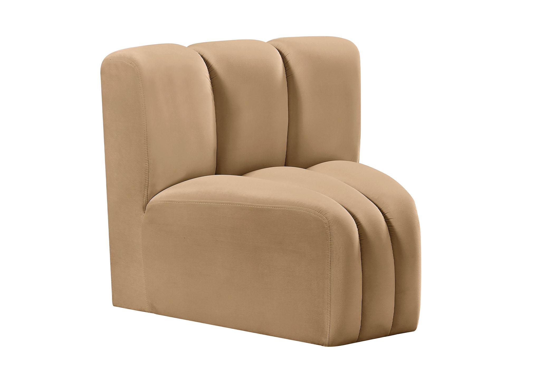

    
Camel Velvet Channel Tufted Corner Chair ARC 103Camel-CC Meridian Modern
