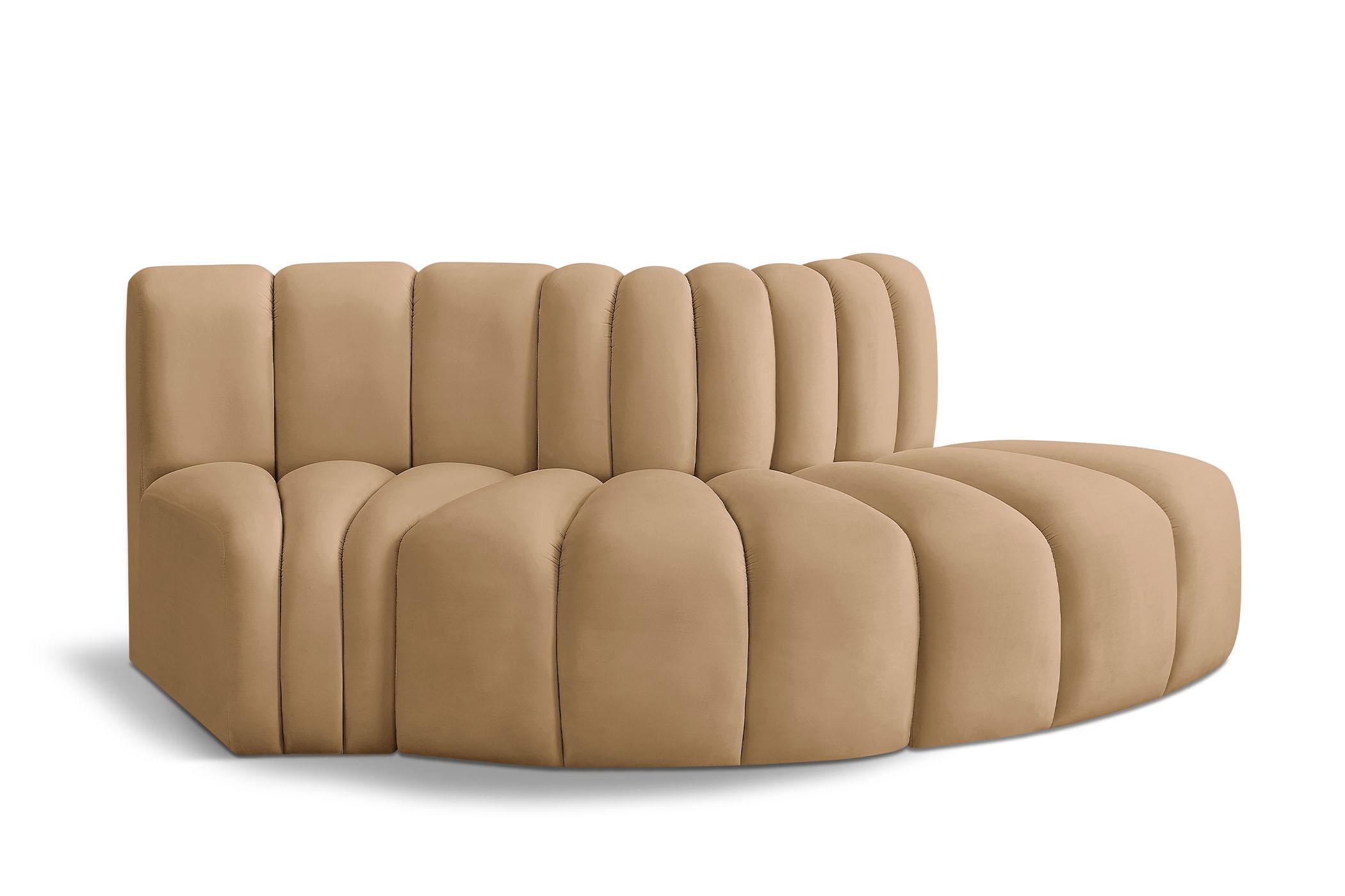 Contemporary, Modern Modular Sectional Sofa ARC 103Camel-S3E 103Camel-S3E in Camel Velvet