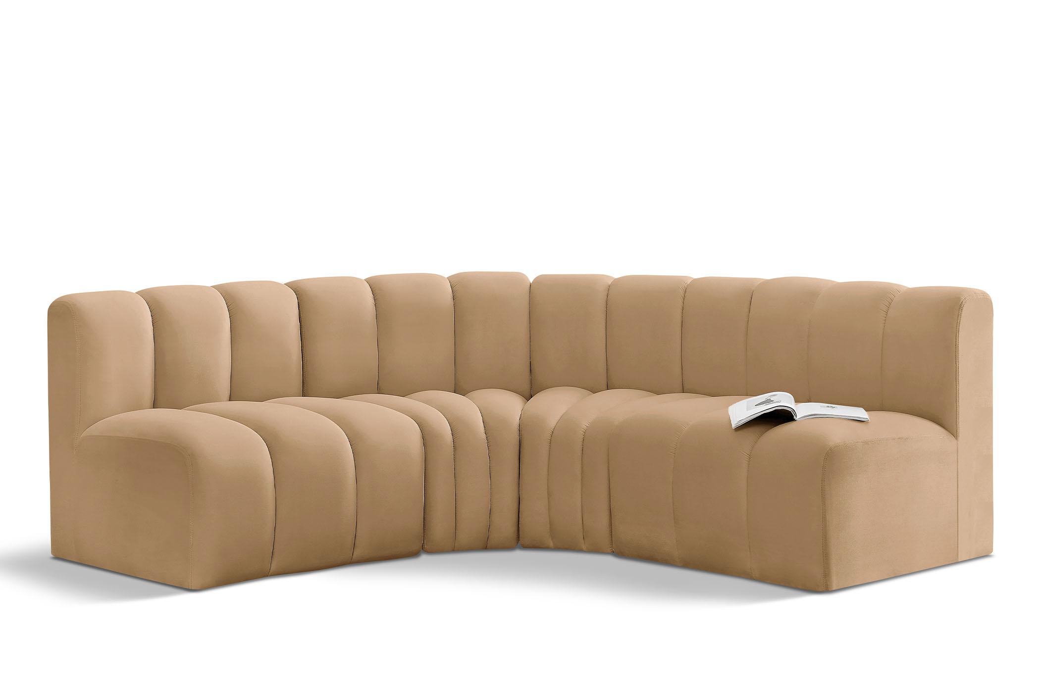 

        
Meridian Furniture ARC 103Camel-S4B Modular Sectional Sofa Camel Velvet 094308299341
