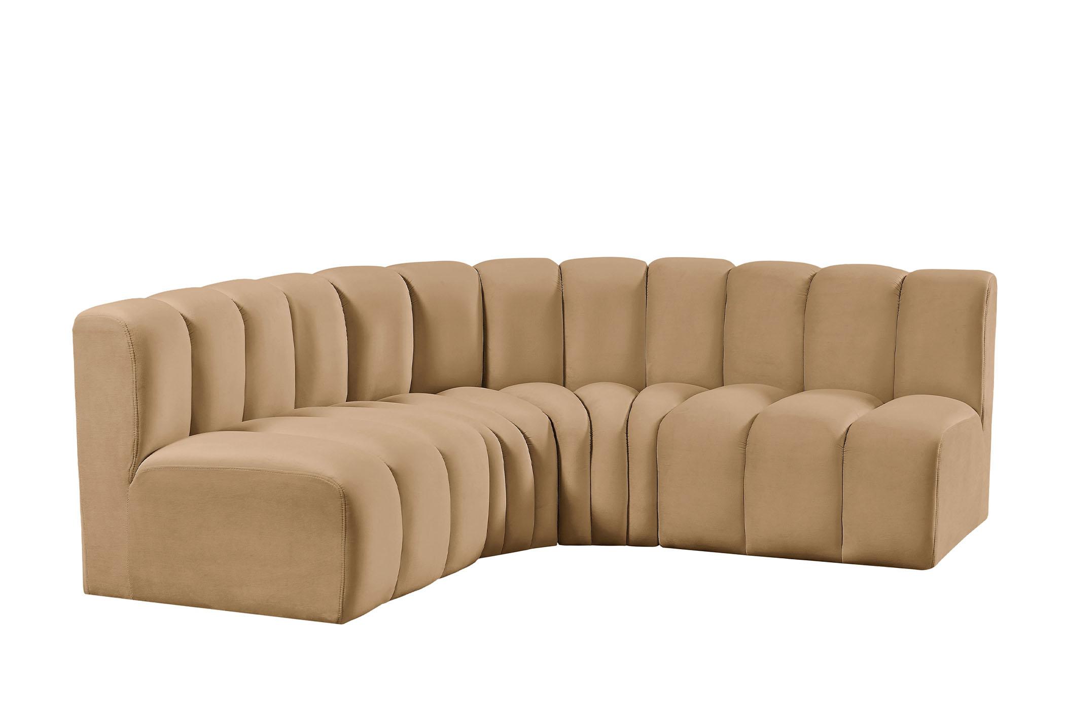 Contemporary, Modern Modular Sectional Sofa ARC 103Camel-S4B 103Camel-S4B in Camel Velvet