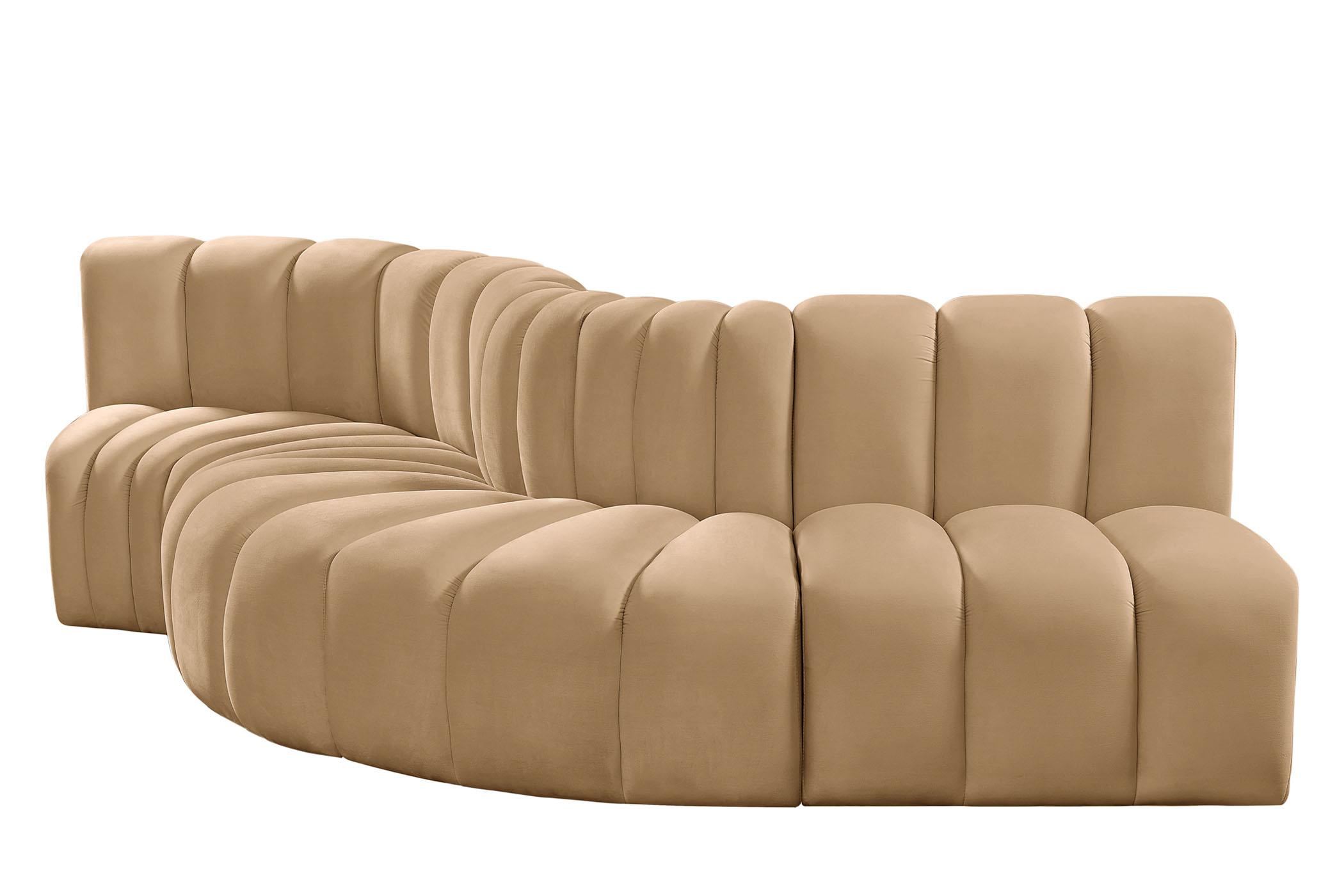 

        
Meridian Furniture ARC 103Camel-S5B Modular Sectional Sofa Camel Velvet 094308299419
