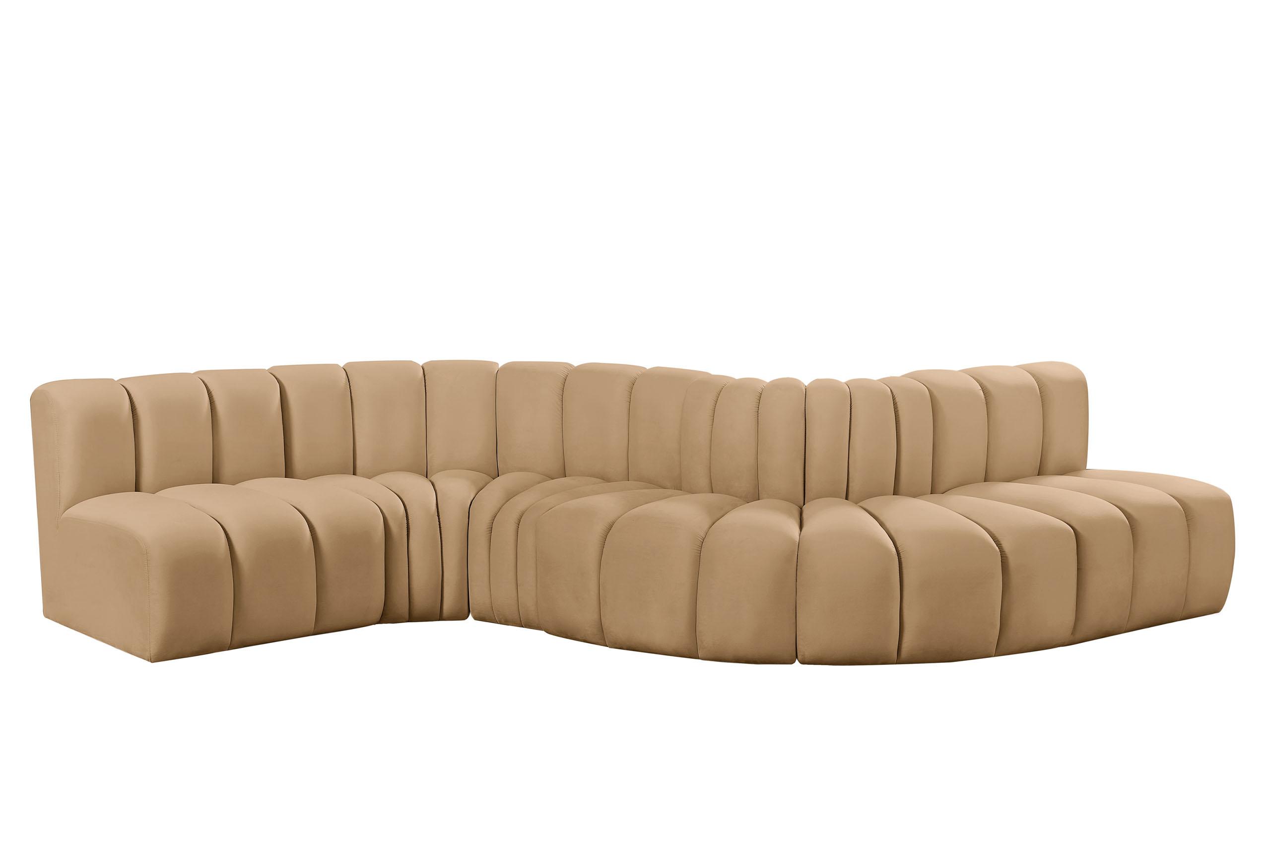 Contemporary, Modern Modular Sectional Sofa ARC 103Camel-S6A 103Camel-S6A in Camel Velvet