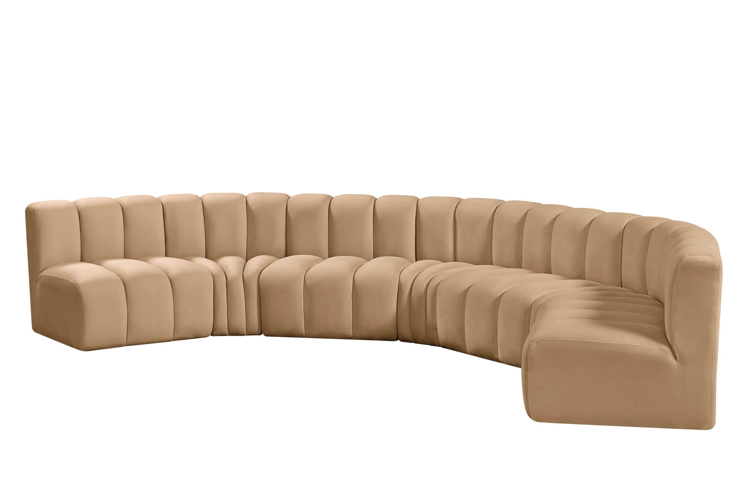 

        
Meridian Furniture ARC 103Camel-S7B Modular Sectional Sofa Camel Velvet 094308299488
