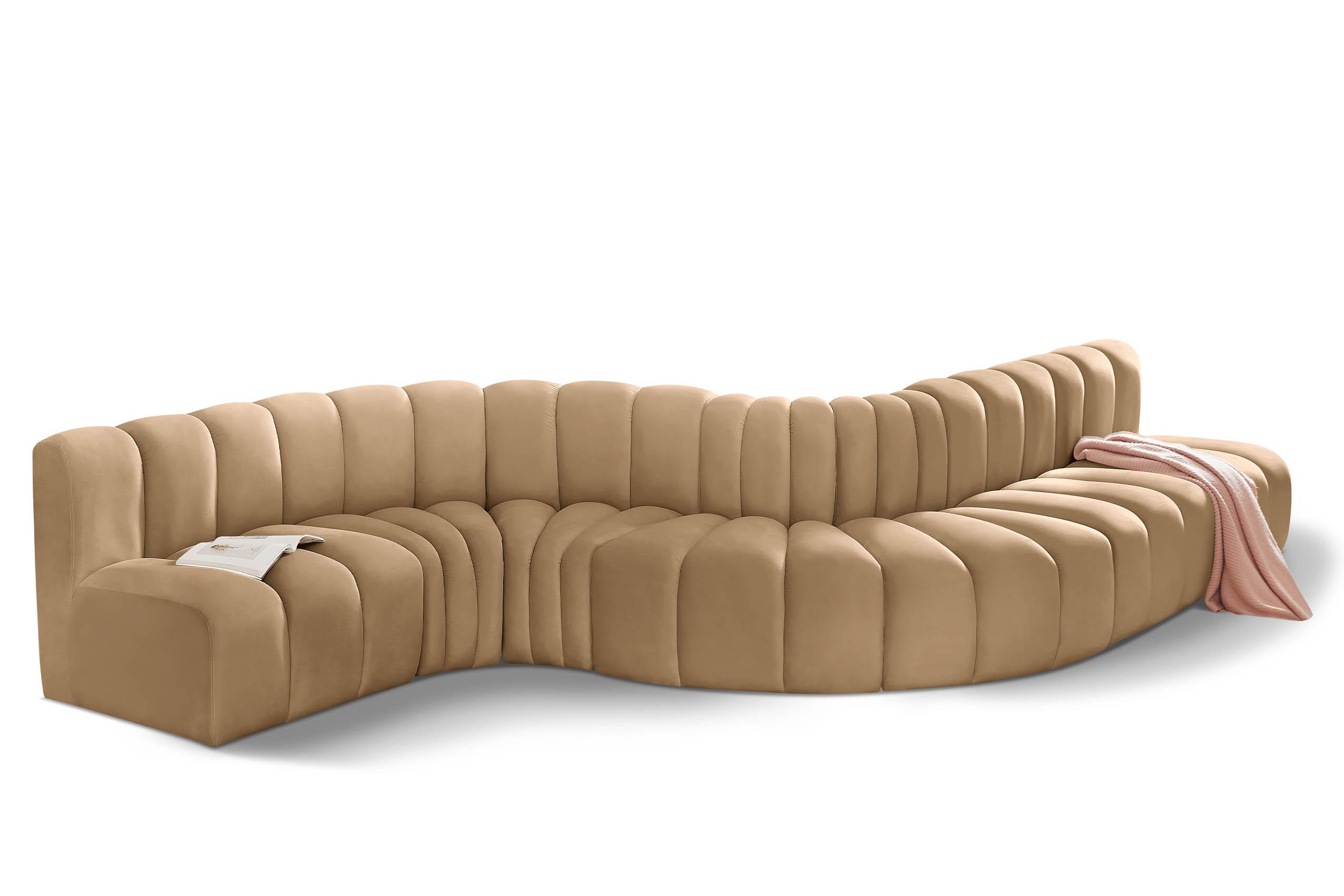 

        
Meridian Furniture ARC 103Camel-S7C Modular Sectional Sofa Camel Velvet 094308299495
