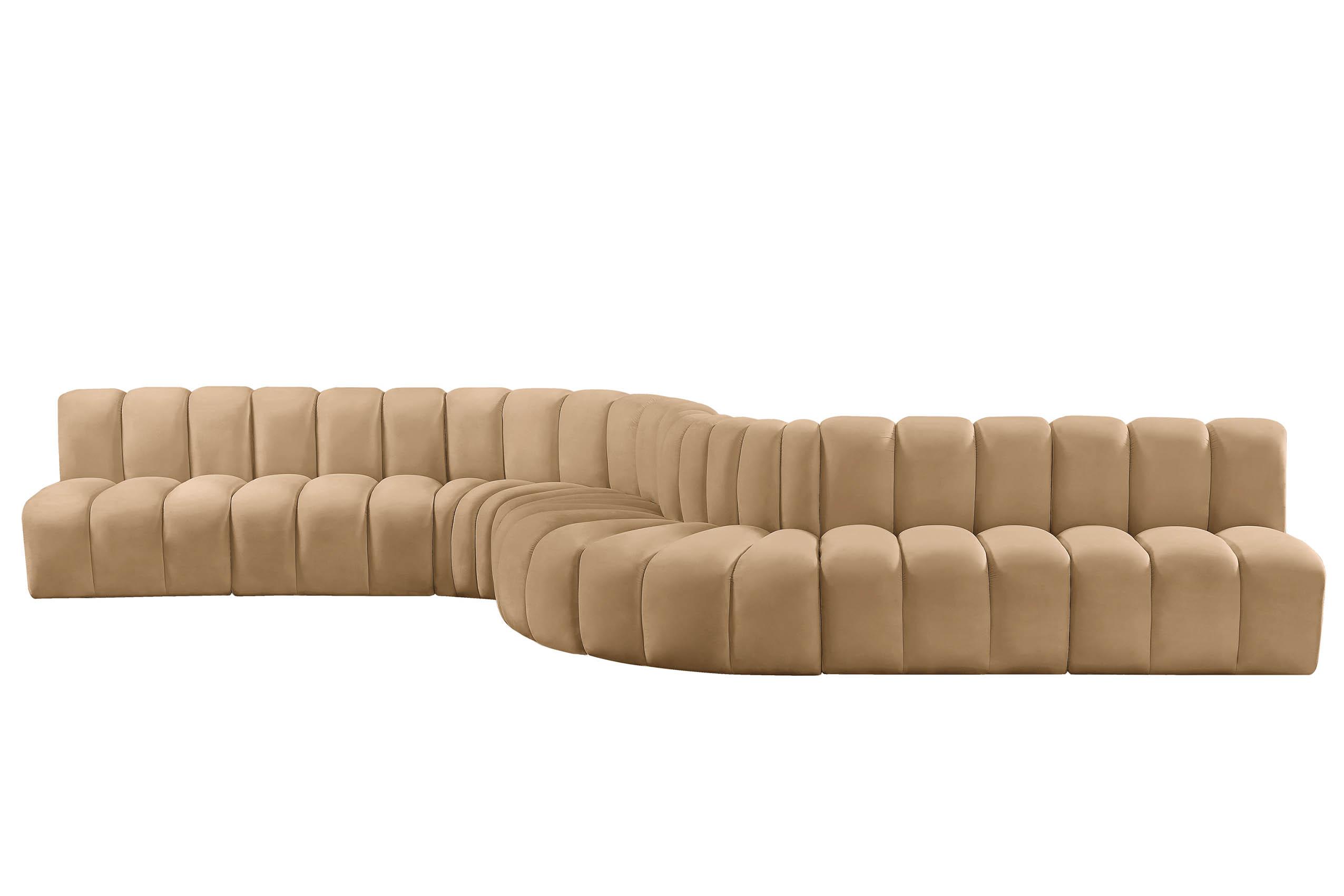 Contemporary, Modern Modular Sectional Sofa ARC 103Camel-S8C 103Camel-S8C in Camel Velvet
