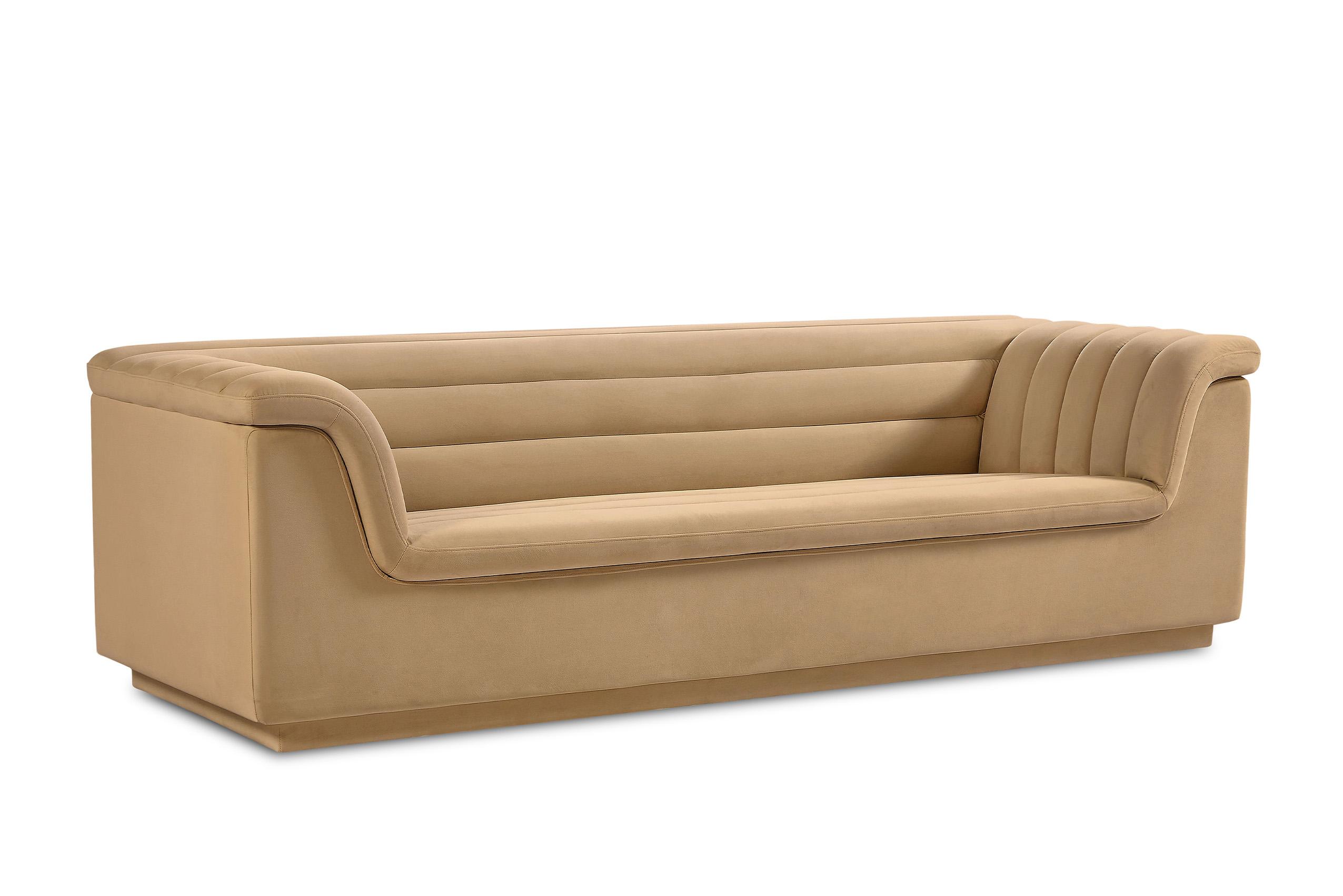 Contemporary, Modern Sofa CASCADE 192Camel-S 192Camel-S in Camel Velvet