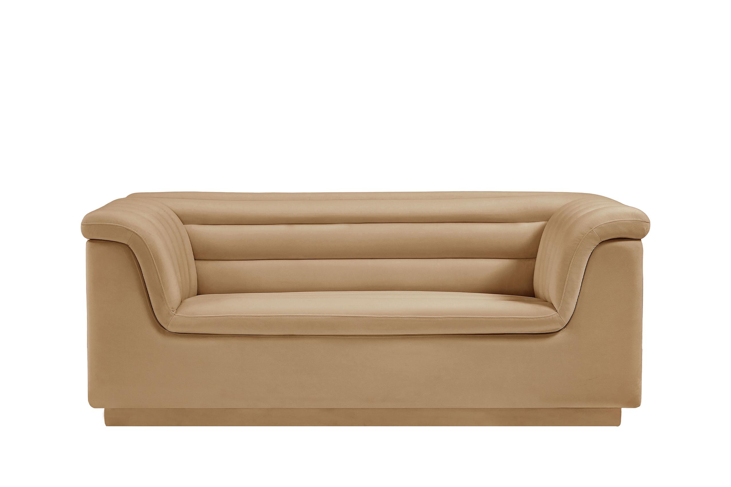 

    
 Shop  Camel Velvet Channel Tufted Sofa Set 2Pcs CASCADE 192Camel-S Meridian Modern
