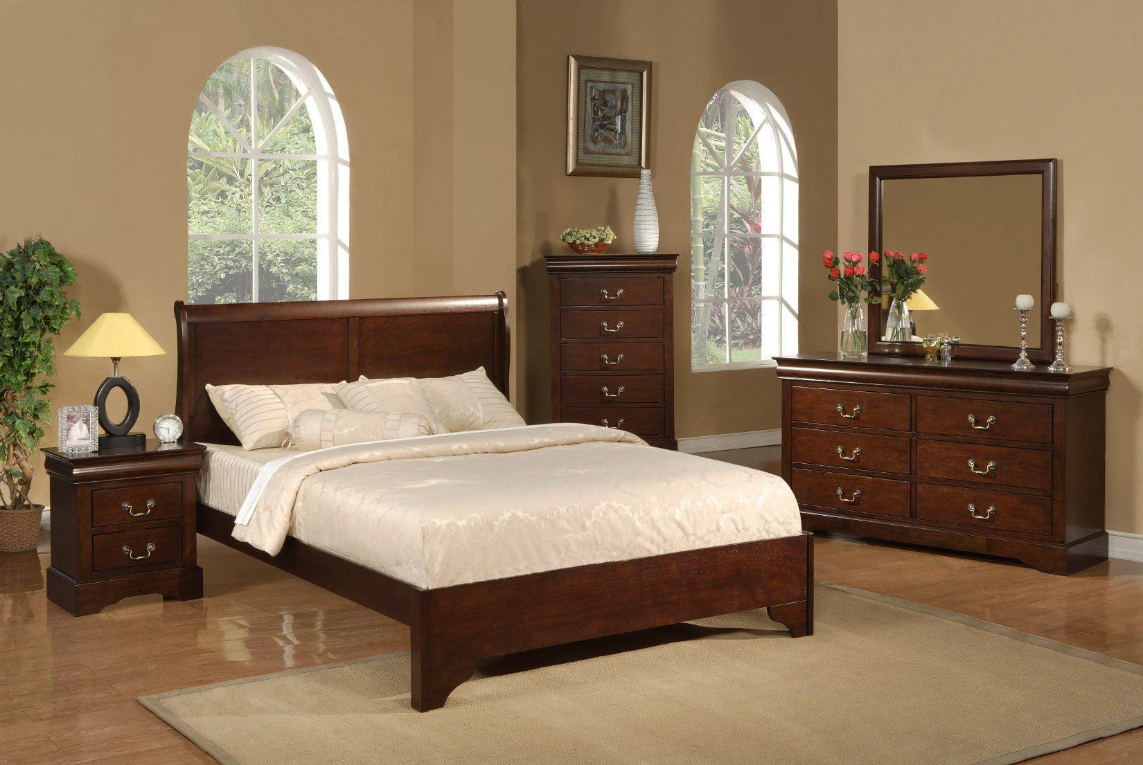 Modern, Traditional Sleigh Bedroom Set WEST HAVEN 2200CK-Set-5 in Cappuccino 