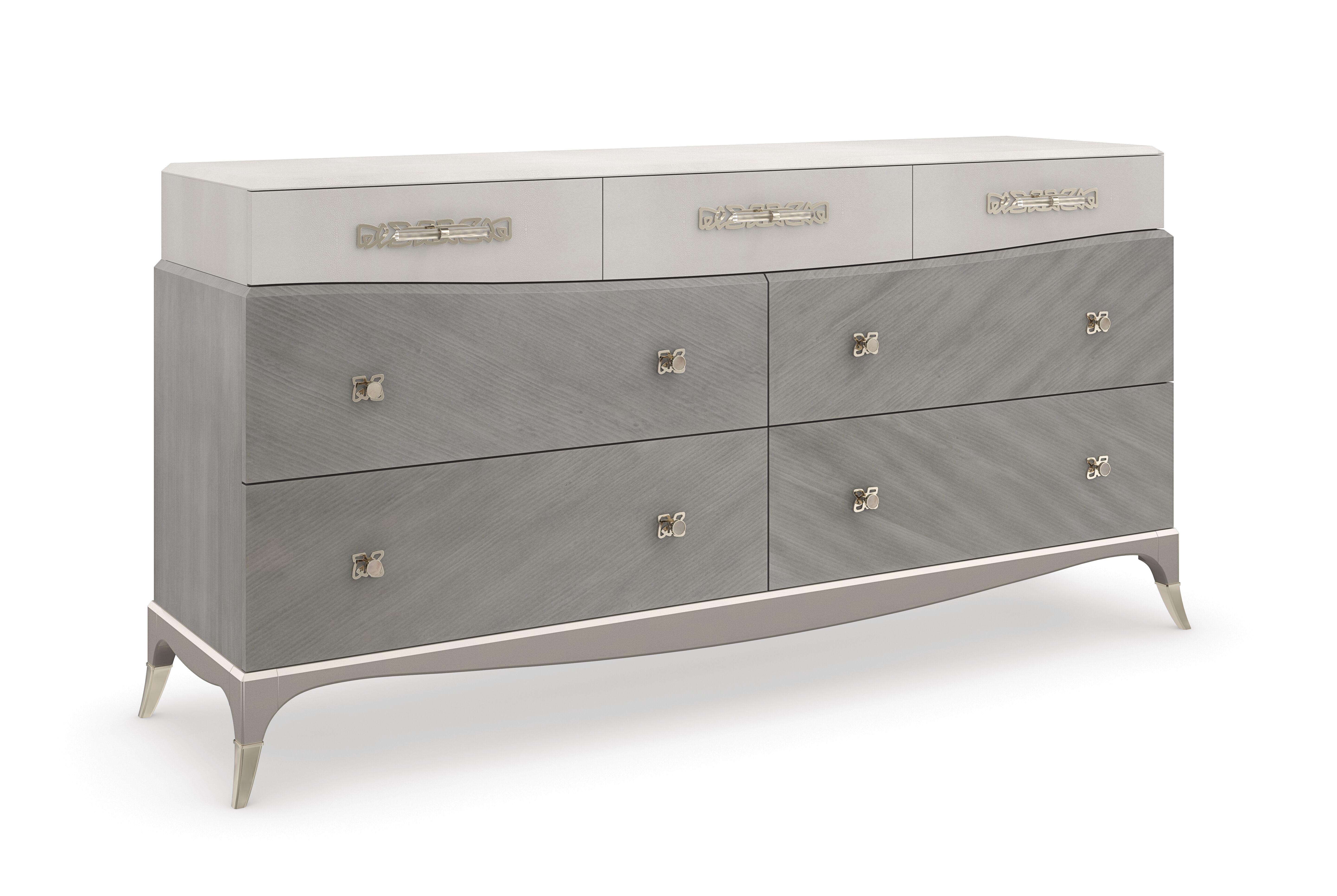 

    
Cappuccino, Sparkling Argent & Alabaster Dresser TEMPO by Caracole
