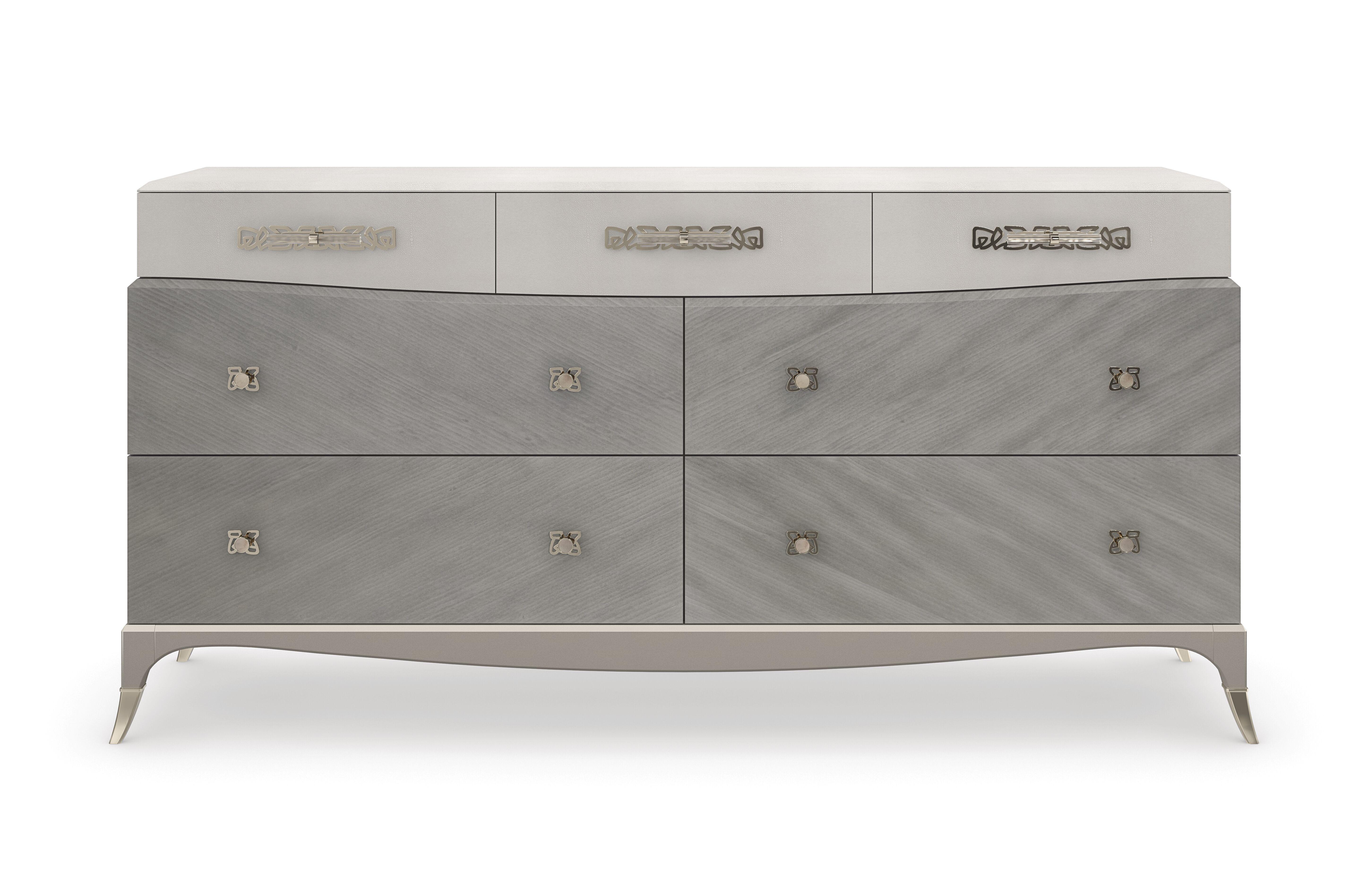

    
Cappuccino, Sparkling Argent & Alabaster Dresser TEMPO by Caracole
