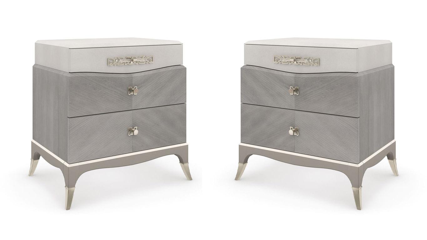 

    
Cappuccino & Sparkling Argent Nightstand Set 2Pcs CADENCE by Caracole
