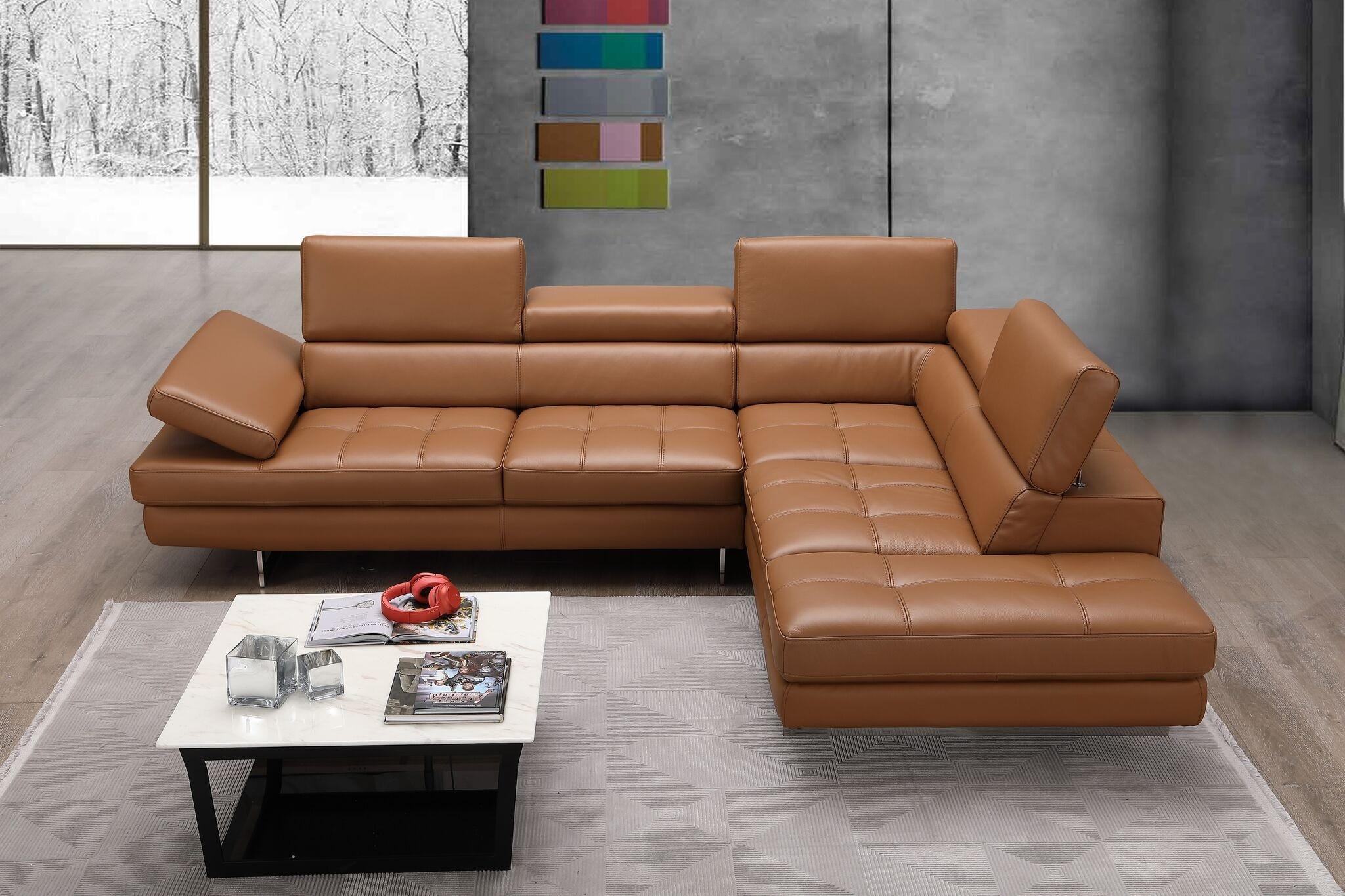 

    
Caramel Full Top Grain Leather Italian Sectional Sofa RHC Modern J&M A761

