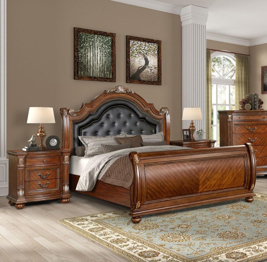 

    
Caramel Finish Queen Bedroom Set 3Pcs Traditional Cosmos Furniture Viviana
