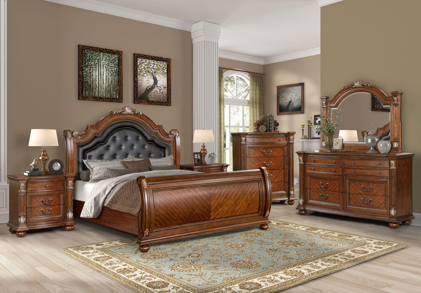 

    
Caramel Finish Queen Bedroom Set 6Pcs Traditional Cosmos Furniture Viviana
