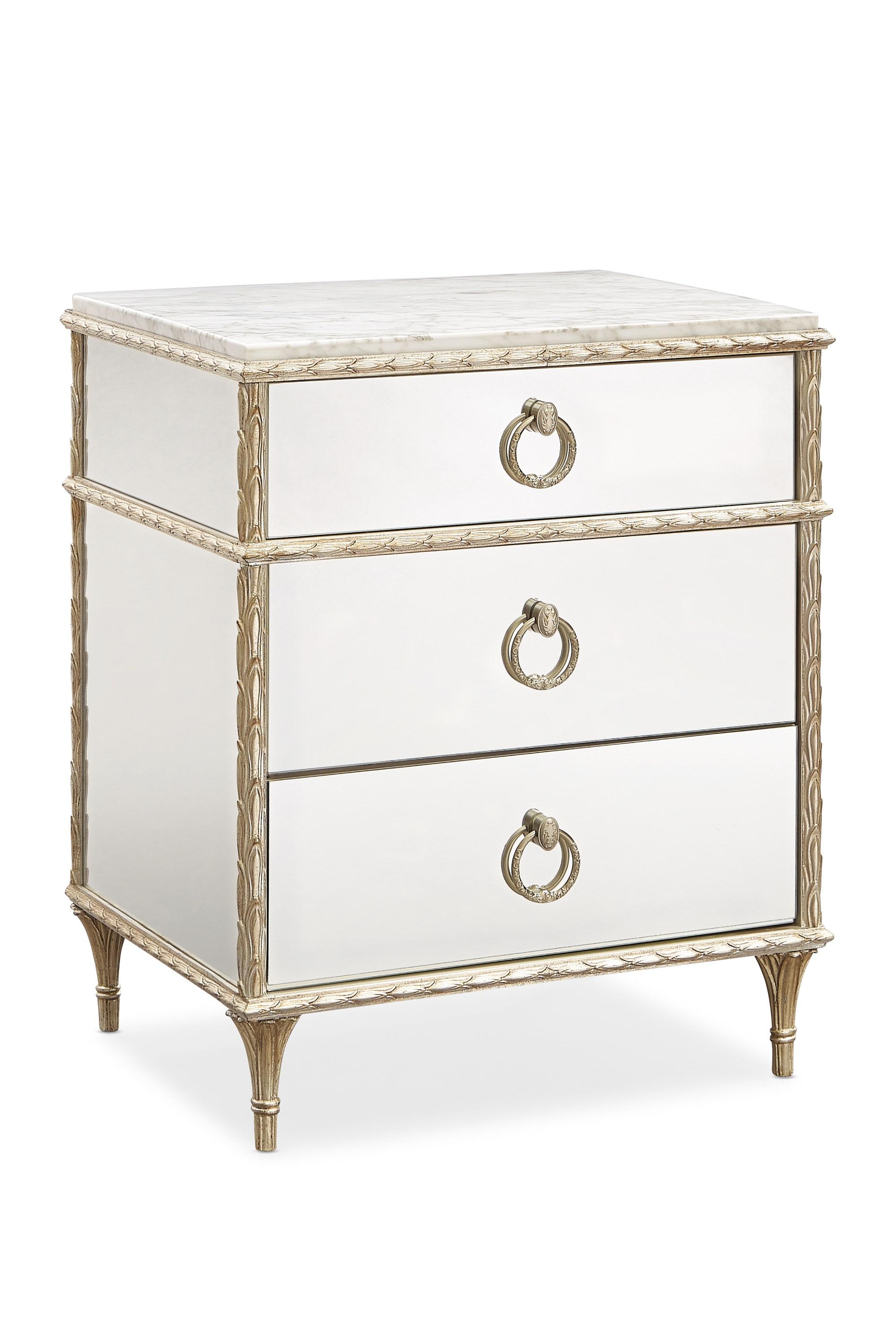 

    
Carrara Marble Top & Mirrored Panels Nightstands Set 2Pcs FONTAINEBLEAU by Caracole
