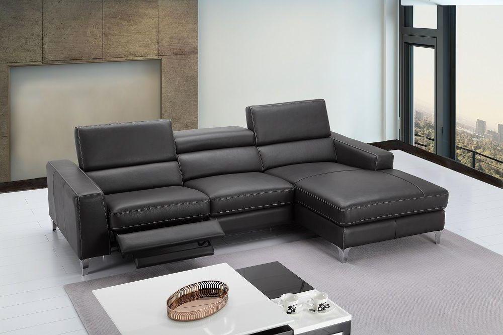 Modern Reclining Sectional Carrolltown Carrolltown Sectional Sofa in Dark Gray Leather