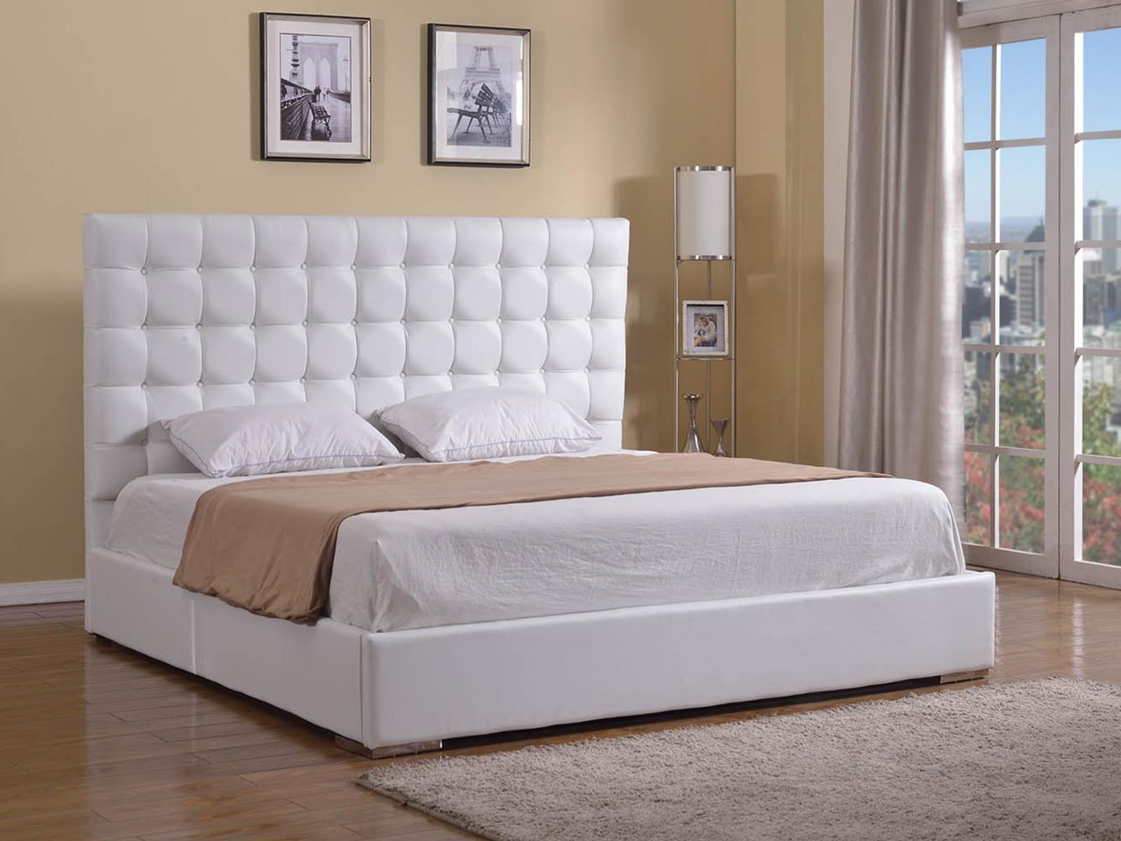 Contemporary, Modern Platform Bed BELLA CB-A016BD-KW in White Eco-Leather
