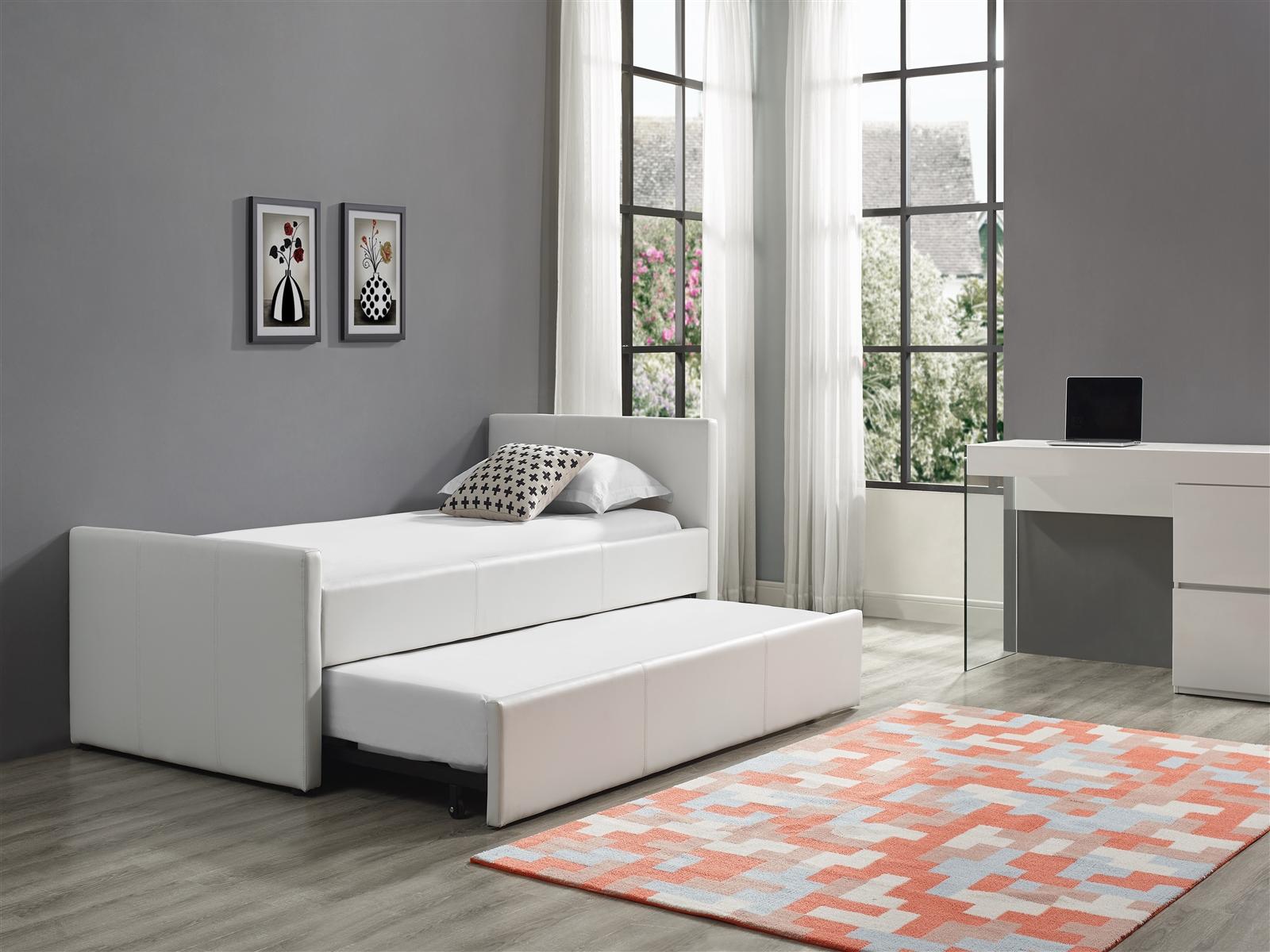 Contemporary, Modern Storage Bed DUETTE CB-14BD-XLTWIN in White Eco-Leather