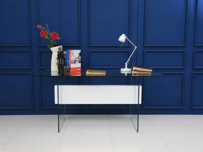 Contemporary, Modern Desk Il Vetro CB-111-W-EXEC in White 