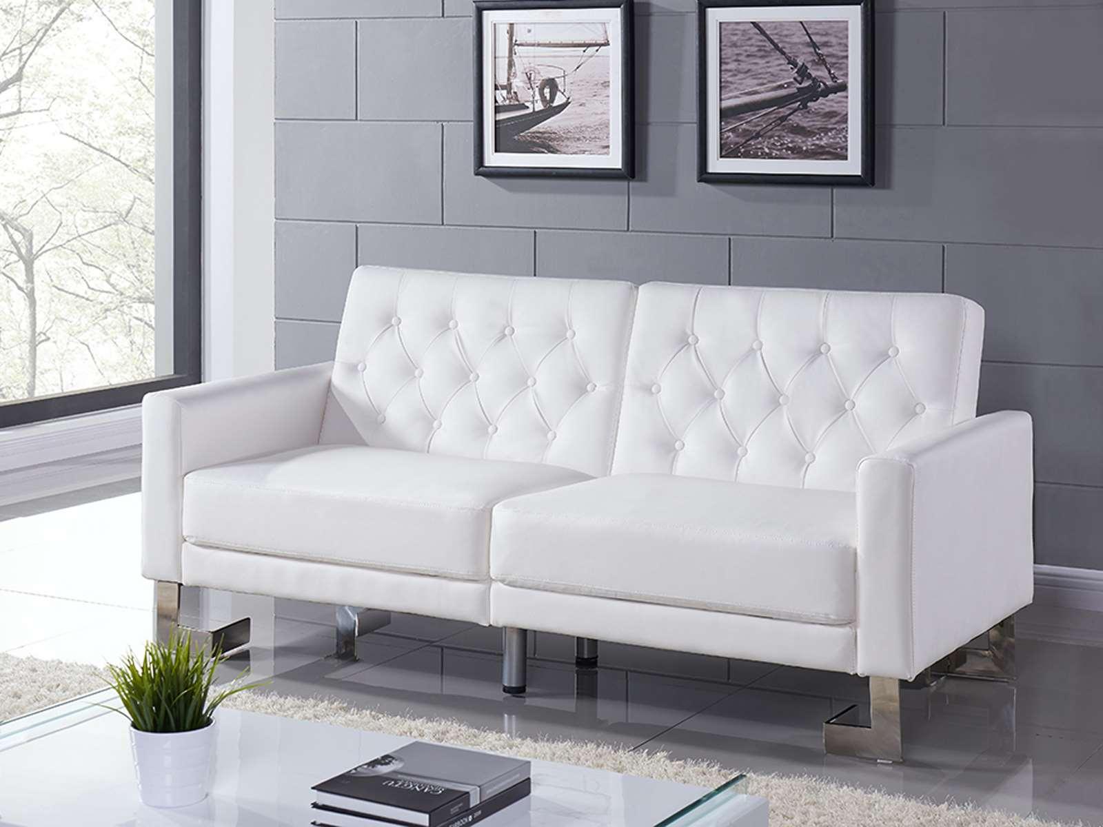 Contemporary, Modern Sofa bed Marino TC-5343-WH in White Eco Leather