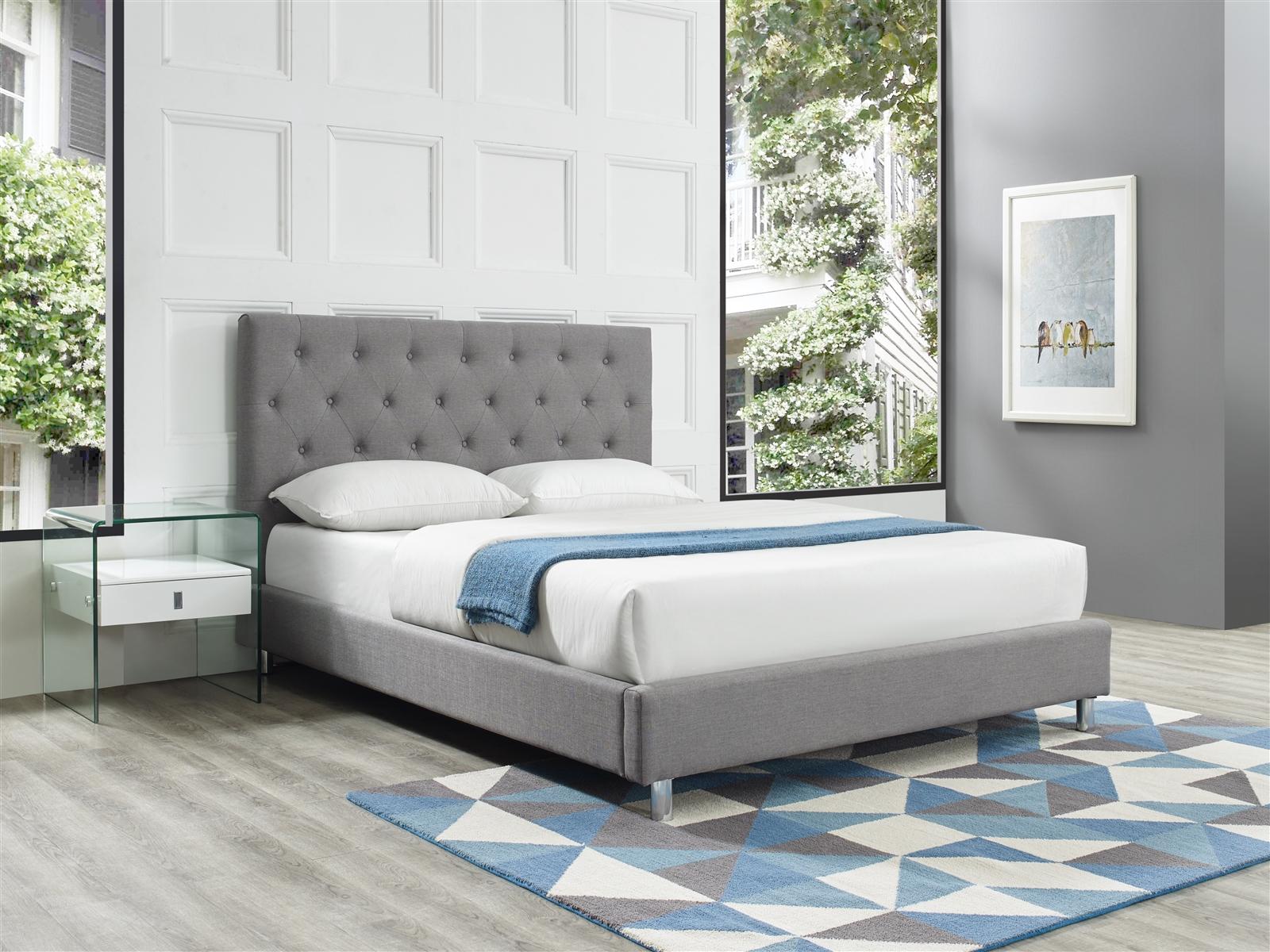 Contemporary, Modern Platform Bed MILES II CB-233-Q-GRAY in Gray Polyester