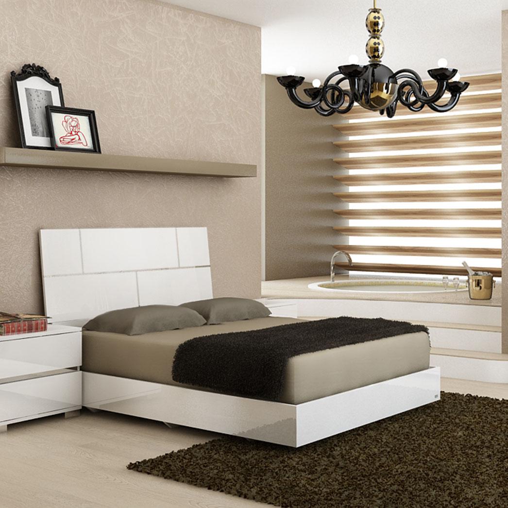 Contemporary, Modern Platform Bed PISA TC-9002-KW in White 