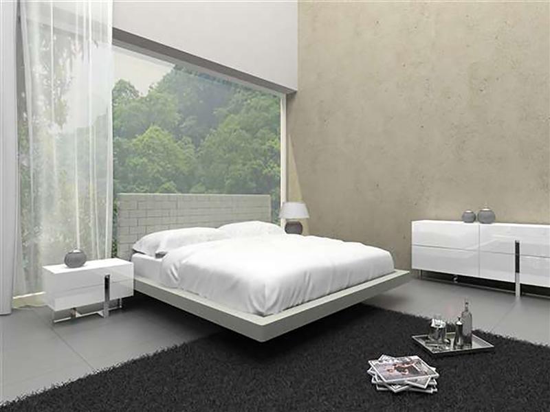 Modern Platform Bed ZACK CB-C1301-KG in Light Gray Eco Leather