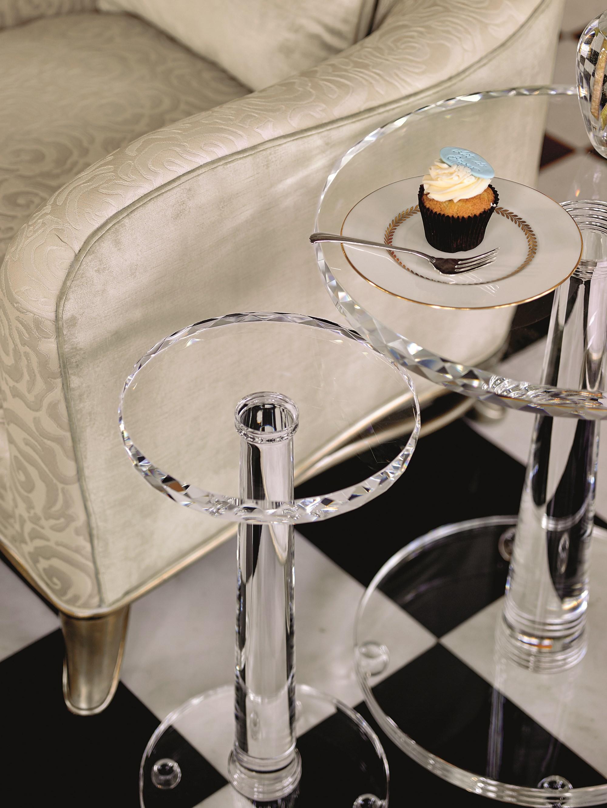 

    
Cast Glass Traditional  Petit Crystal End Table THE DRINK TABLE by Caracole

