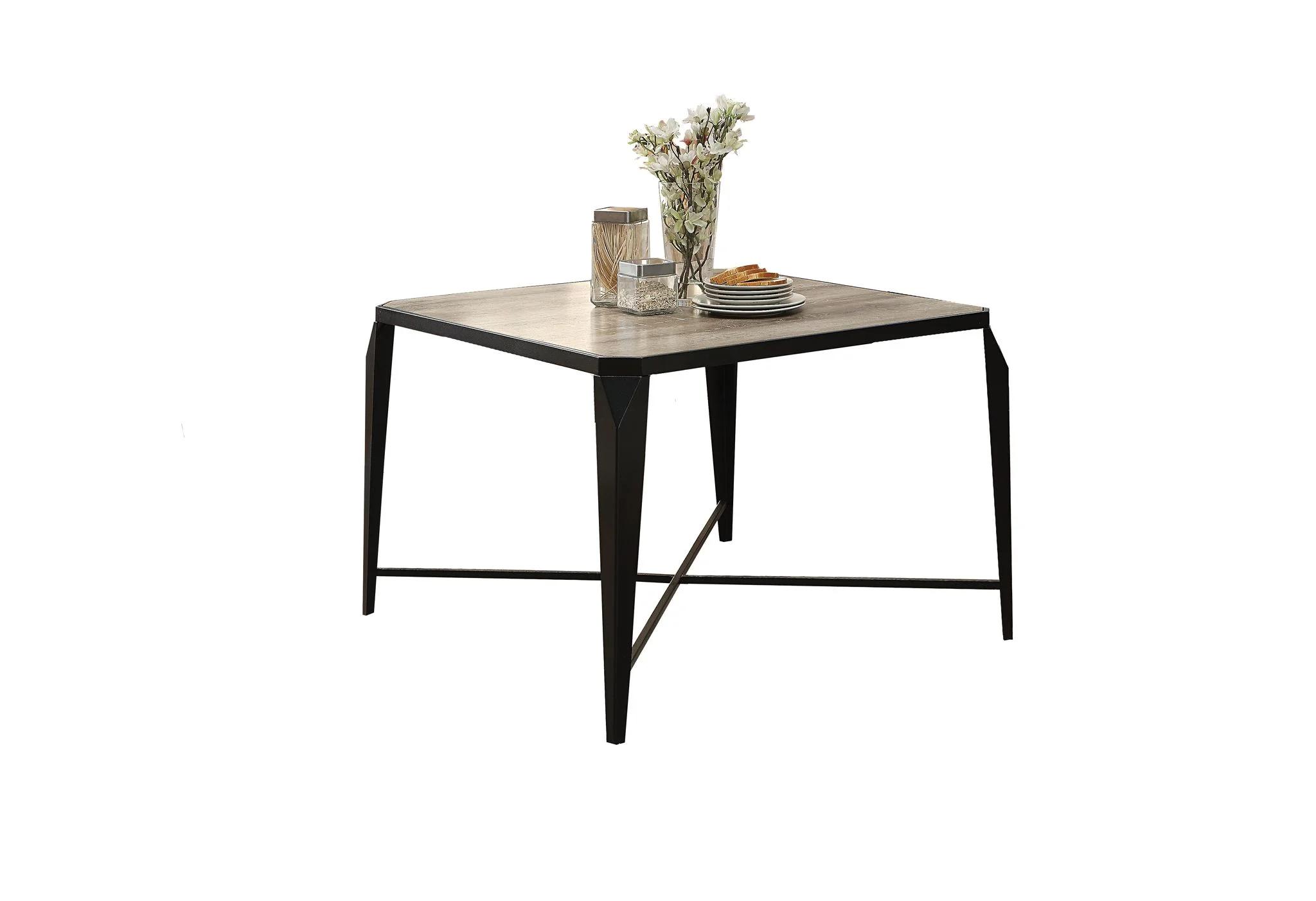 

    
Casual Antique Light Oak & Black Dining Table (Square) by Acme Oldlake 71920
