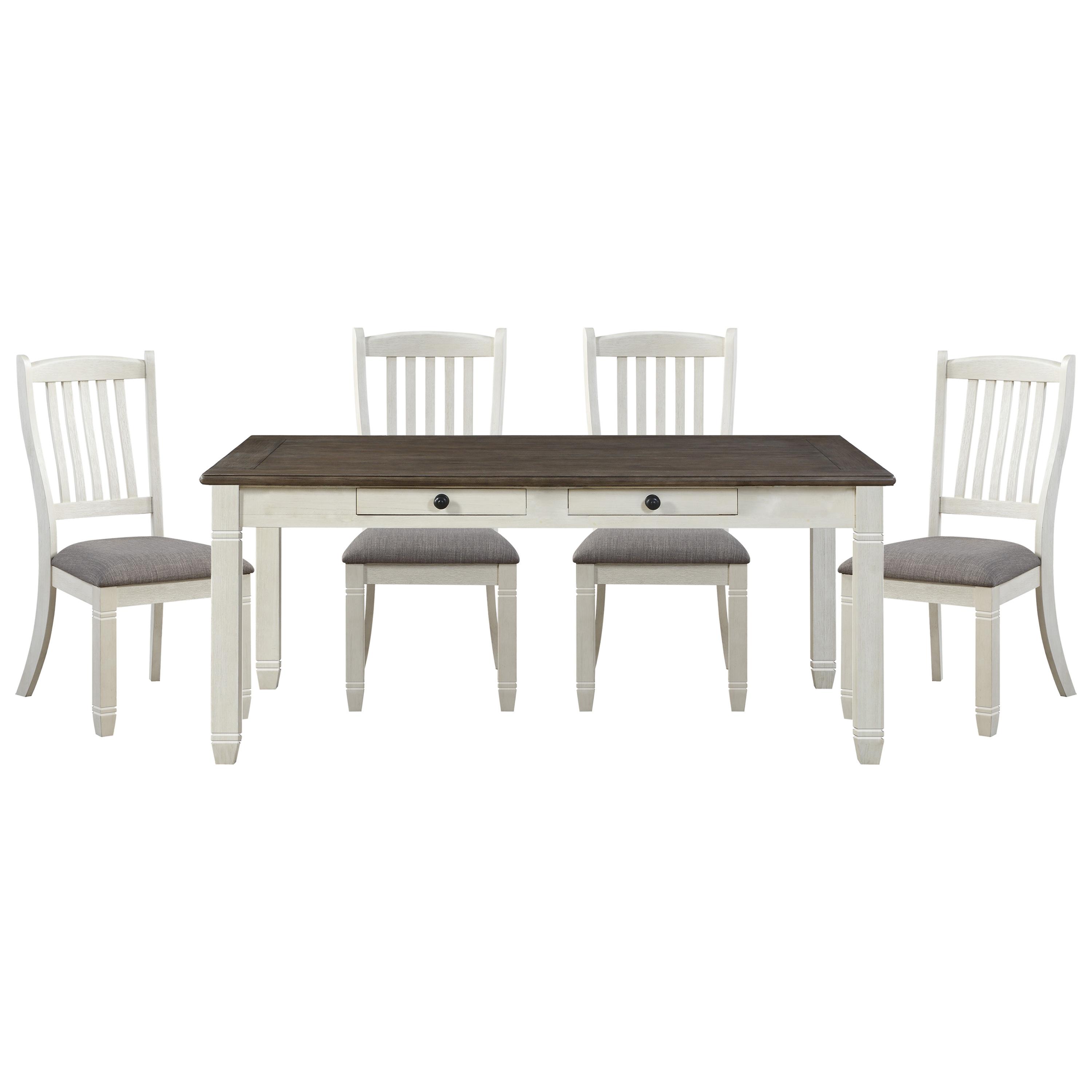 Casual Dining Room Set 5627NW-72*5PC Granby 5627NW-72*5PC in Antique White Polyester