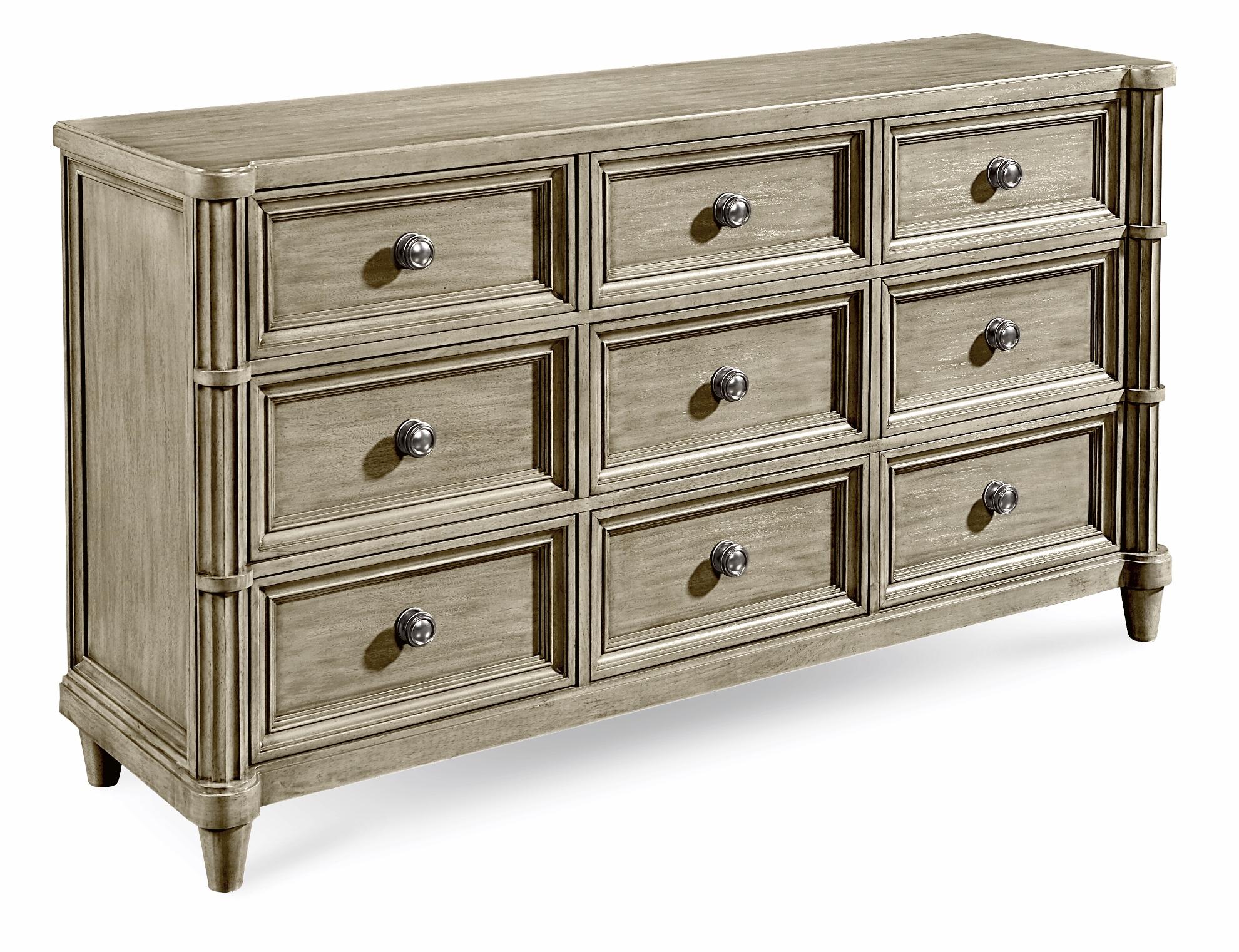 

    
Transitional Silver Painted Wood 9-Drawers Dresser by A.R.T. Furniture Morrissey
