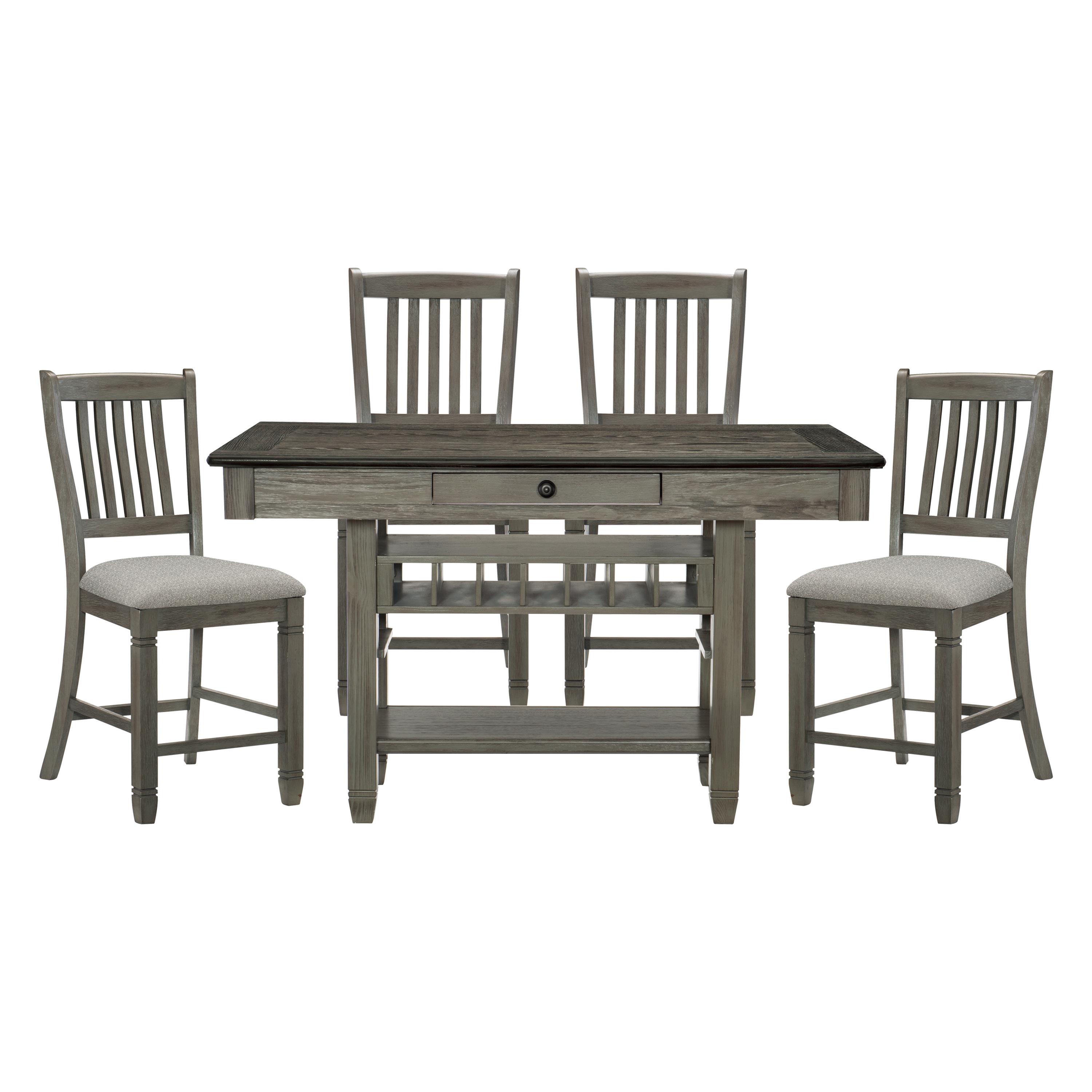 

    
Casual Coffee & Antique Gray Wood Dining Room Set 5pcs Homelegance 5627GY-36* Granby
