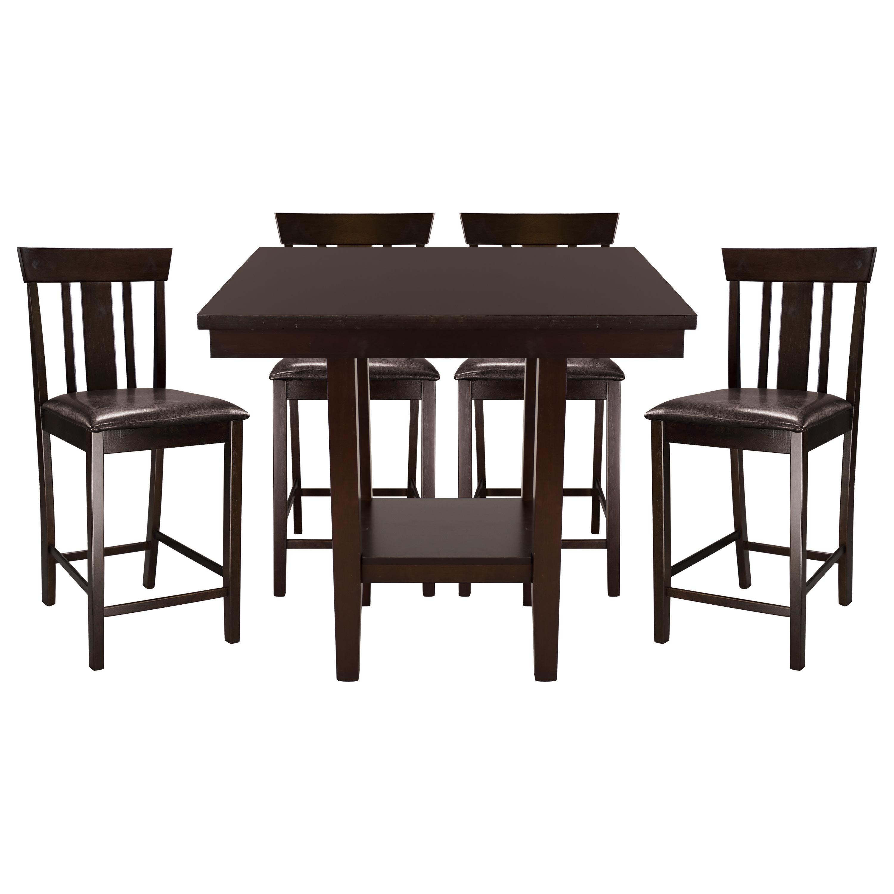 Casual Counter Height Set 5460-36*5PC Diego 5460-36*5PC in Espresso Faux Leather