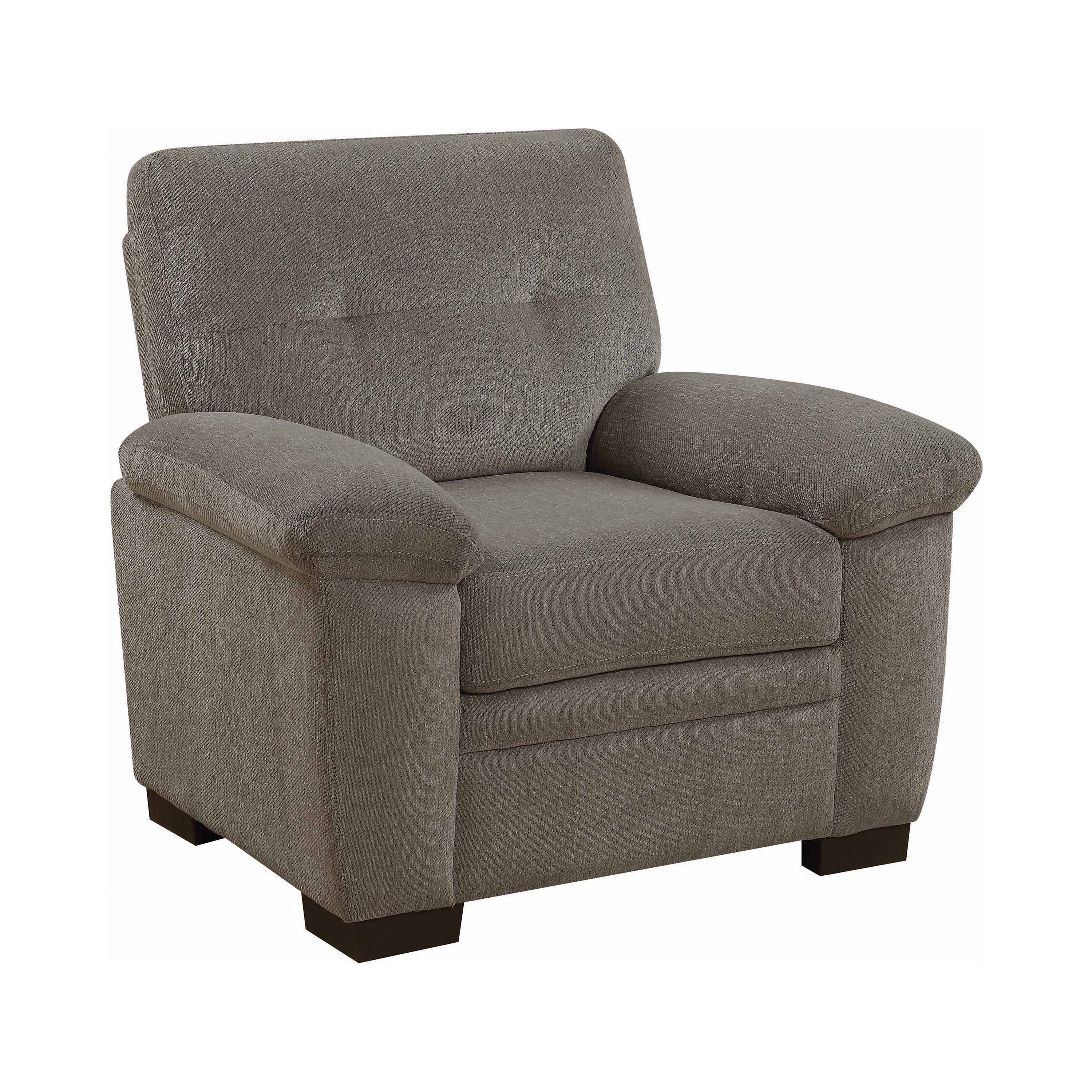 

    
Casual Oatmeal Chenille Arm Chair Coaster 506583 Fairbairn
