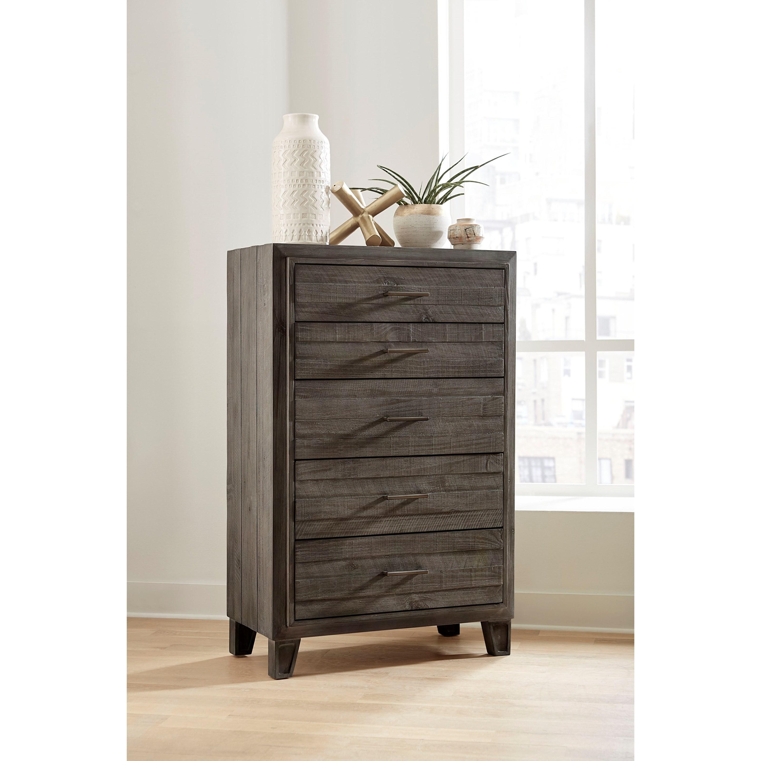 

    
Casual Rustic Style Onyx Finish 5-Drawer Chest HADLEY by Modus Furniture
