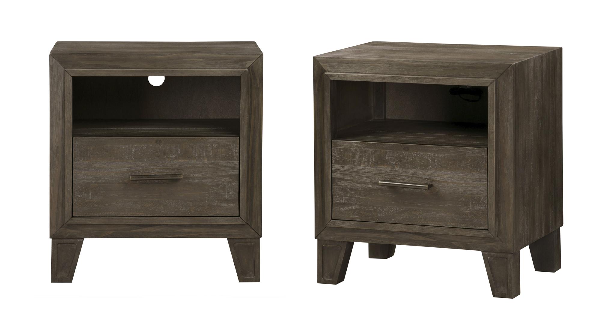 Casual, Rustic Nightstand Set HADLEY A4H681-2PC in Onyx 