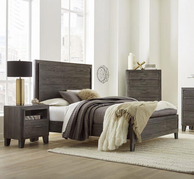 

    
Casual Rustic Style Onyx Finish Panel King Bedroom Set 3Pcs HADLEY by Modus Furniture
